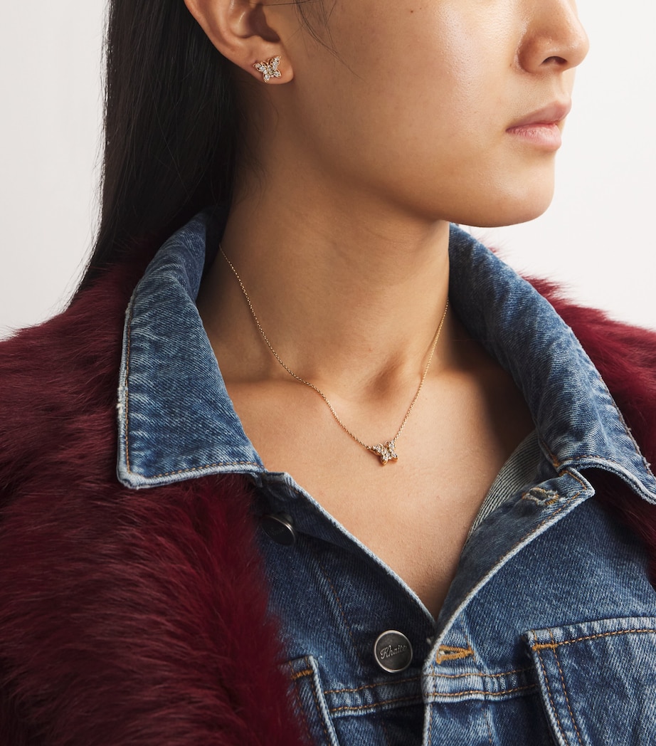 Yellow Gold and Diamond Mini Butterfly Stud Earrings 18K YG/WD Image 5