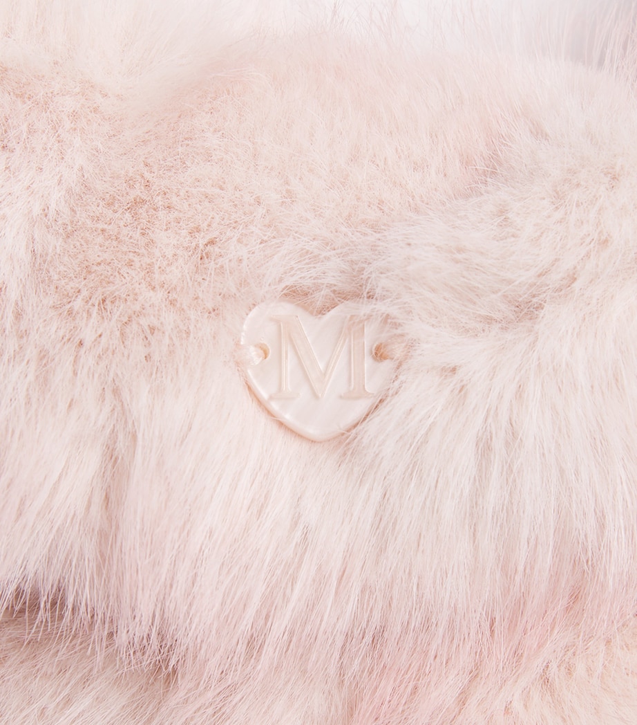 Monnalisa Faux Fur Striped Coat (6 Months-6 Years) Rosa Antico Image 3