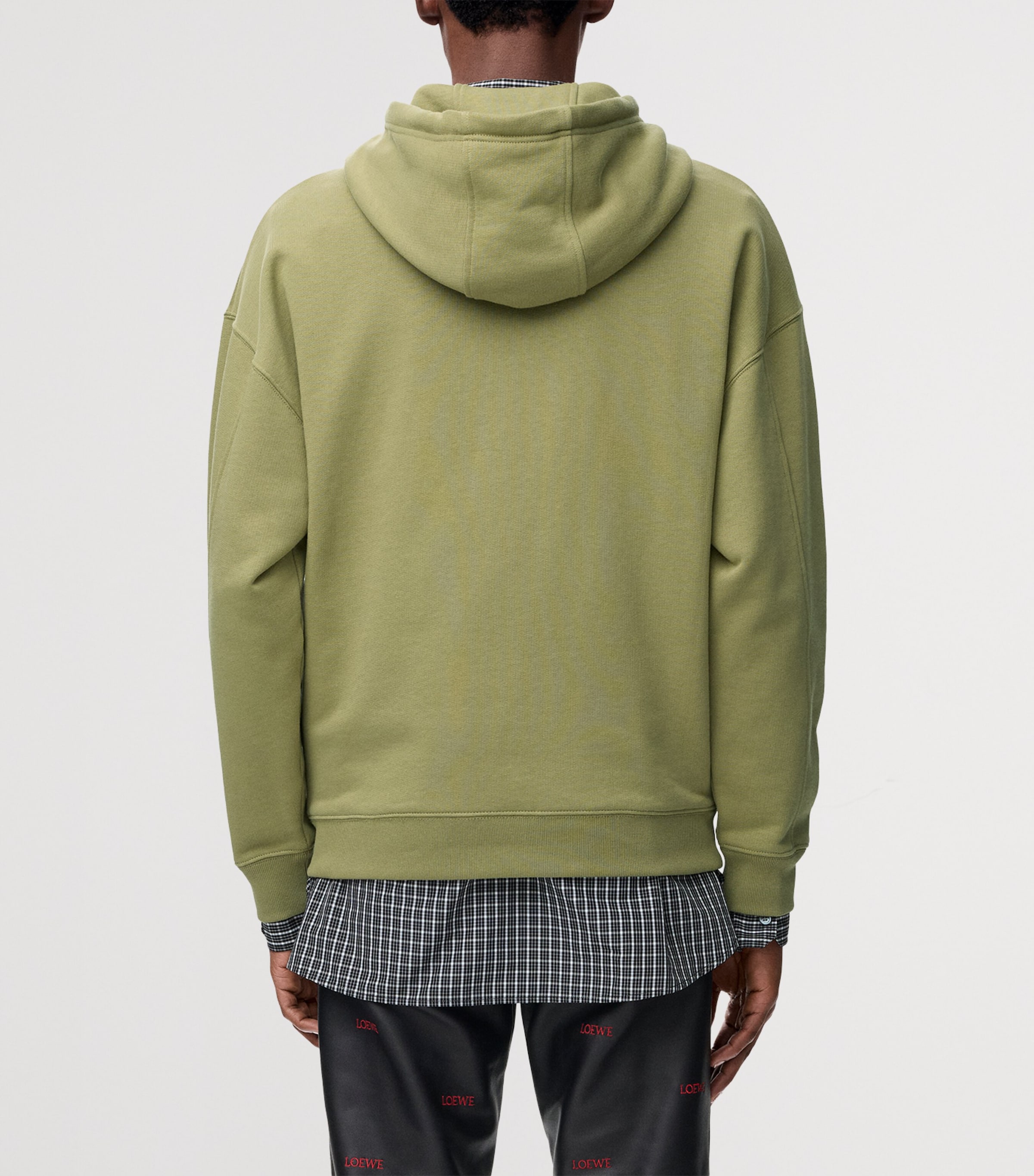 LOEWE Mens Cotton-Blend Anagram Hoodie Khaki Green Image 4