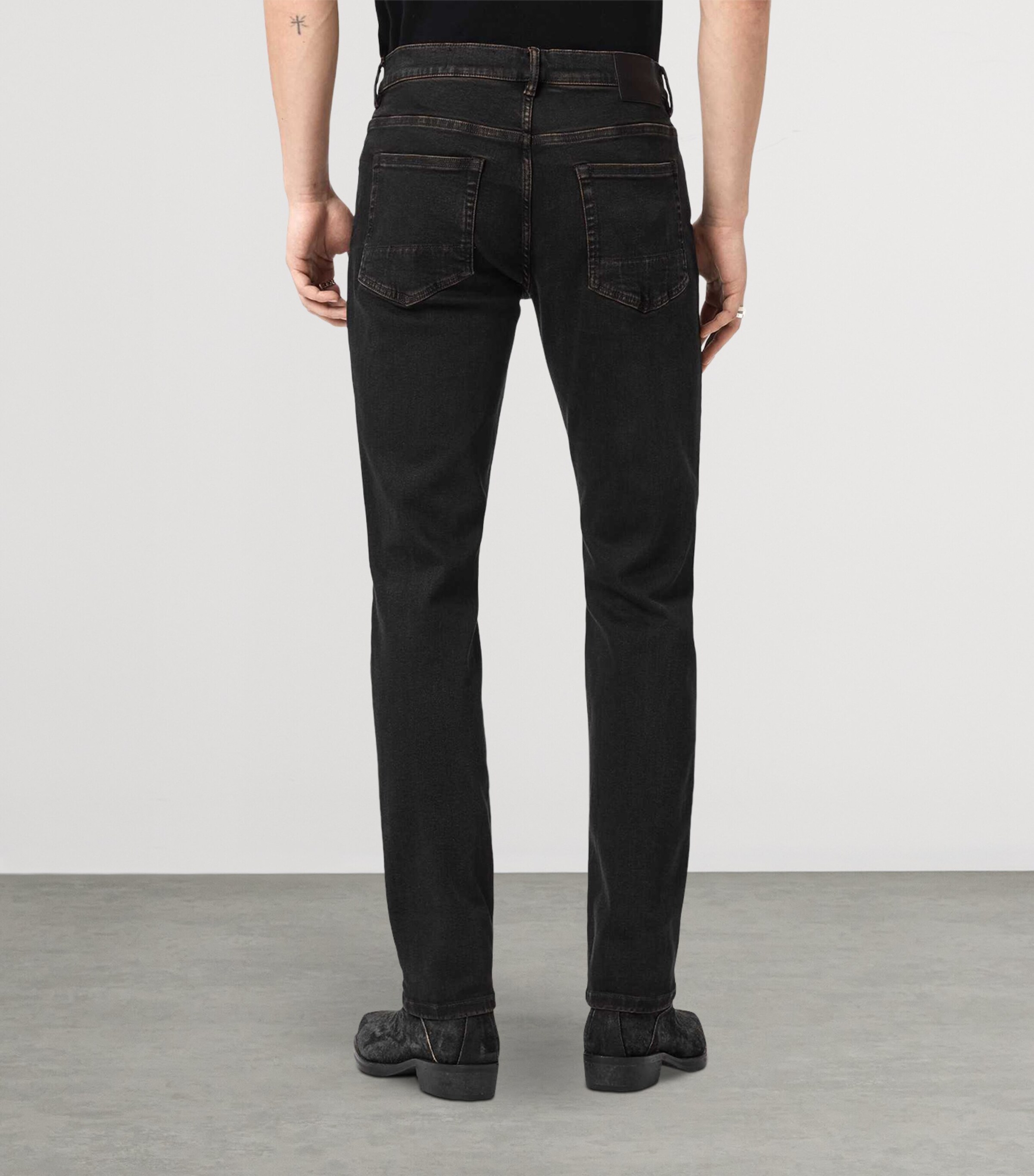 AllSaints Mens Sid Skinny Jeans Overdyed Brown Image 4