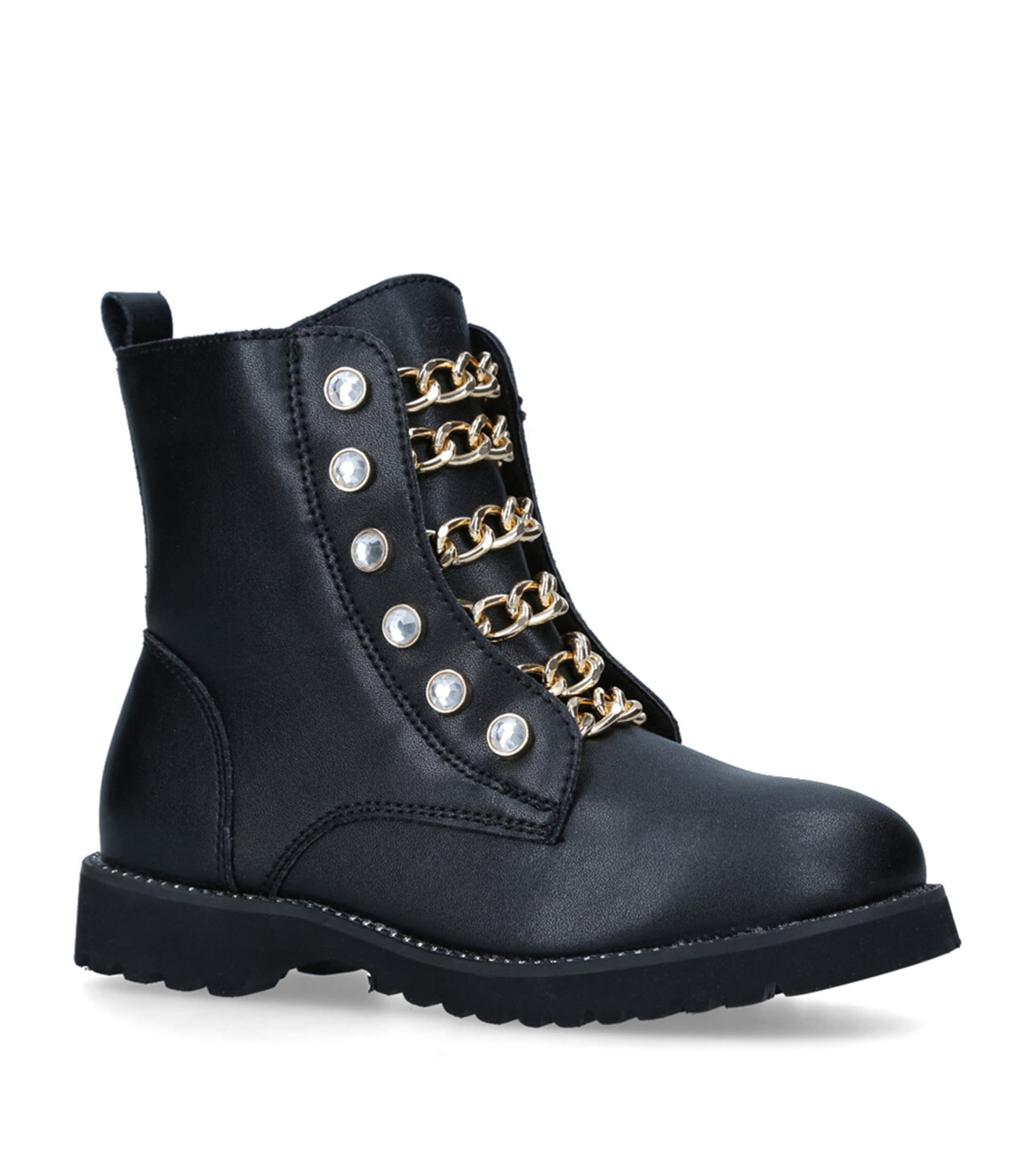 KURT GEIGER LEATHER CHAIN BOOTS 