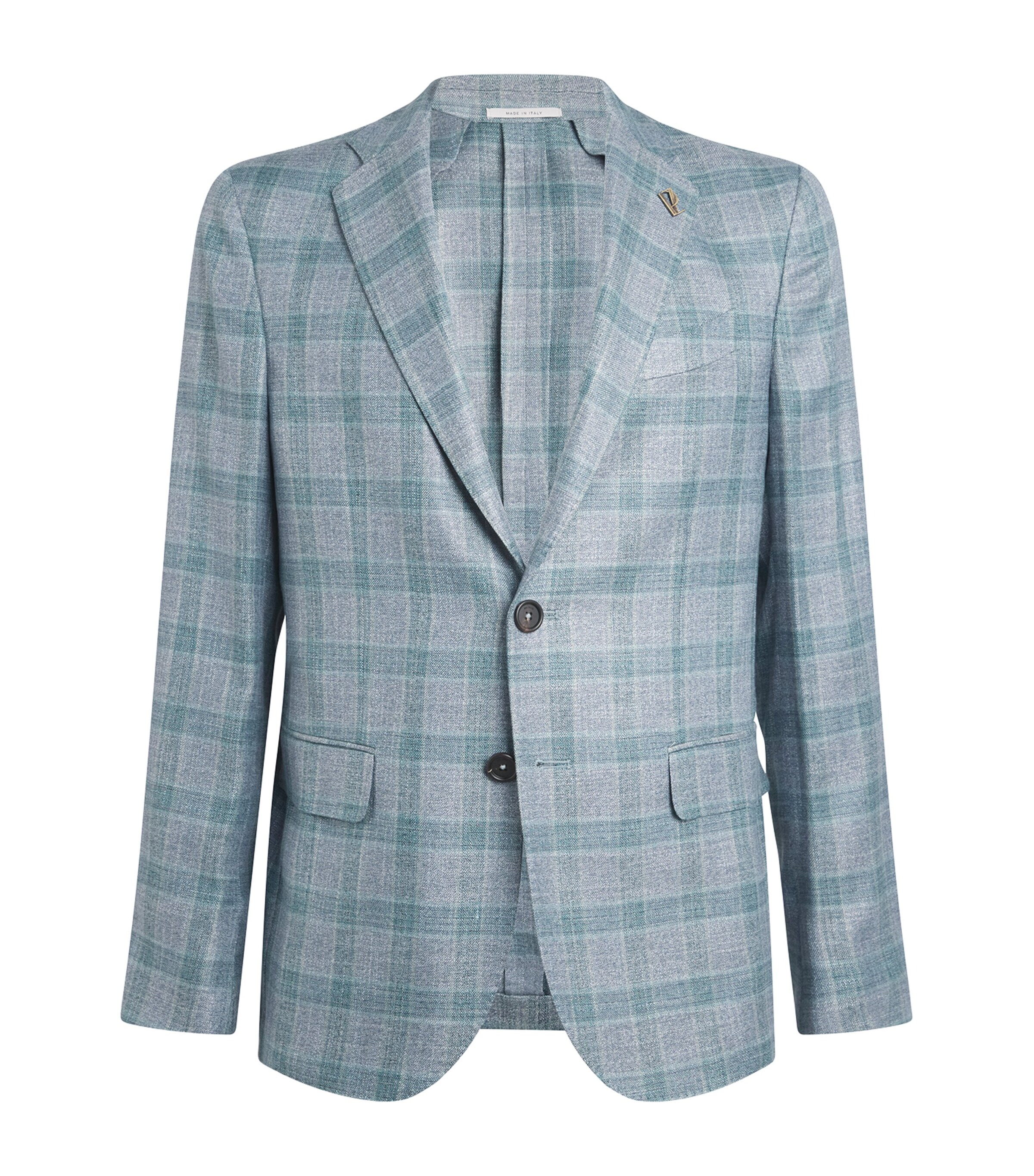 Bamboo Viscose Check Blazer 60VERDE CHIARO Image 1