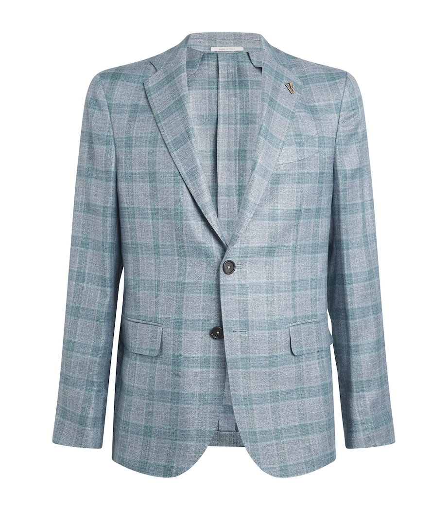 Bamboo Viscose Check Blazer 60VERDE CHIARO Image 1