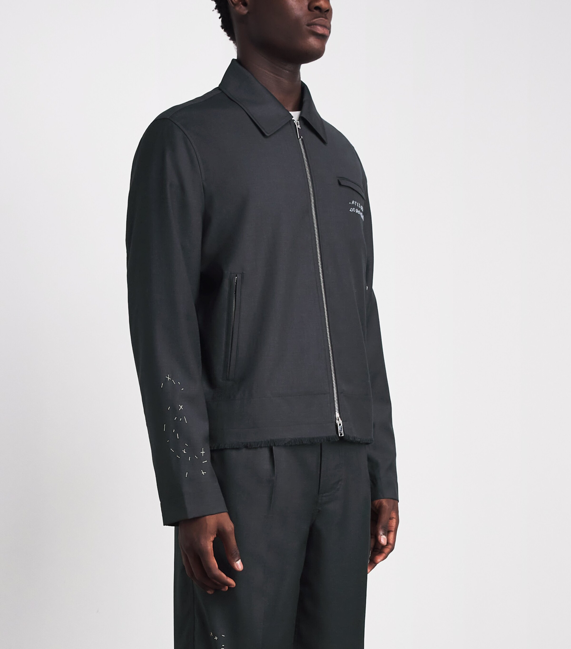DOMREBEL Mens Virgin Wool Backstage Bomber Jacket Grey Wool Image 4