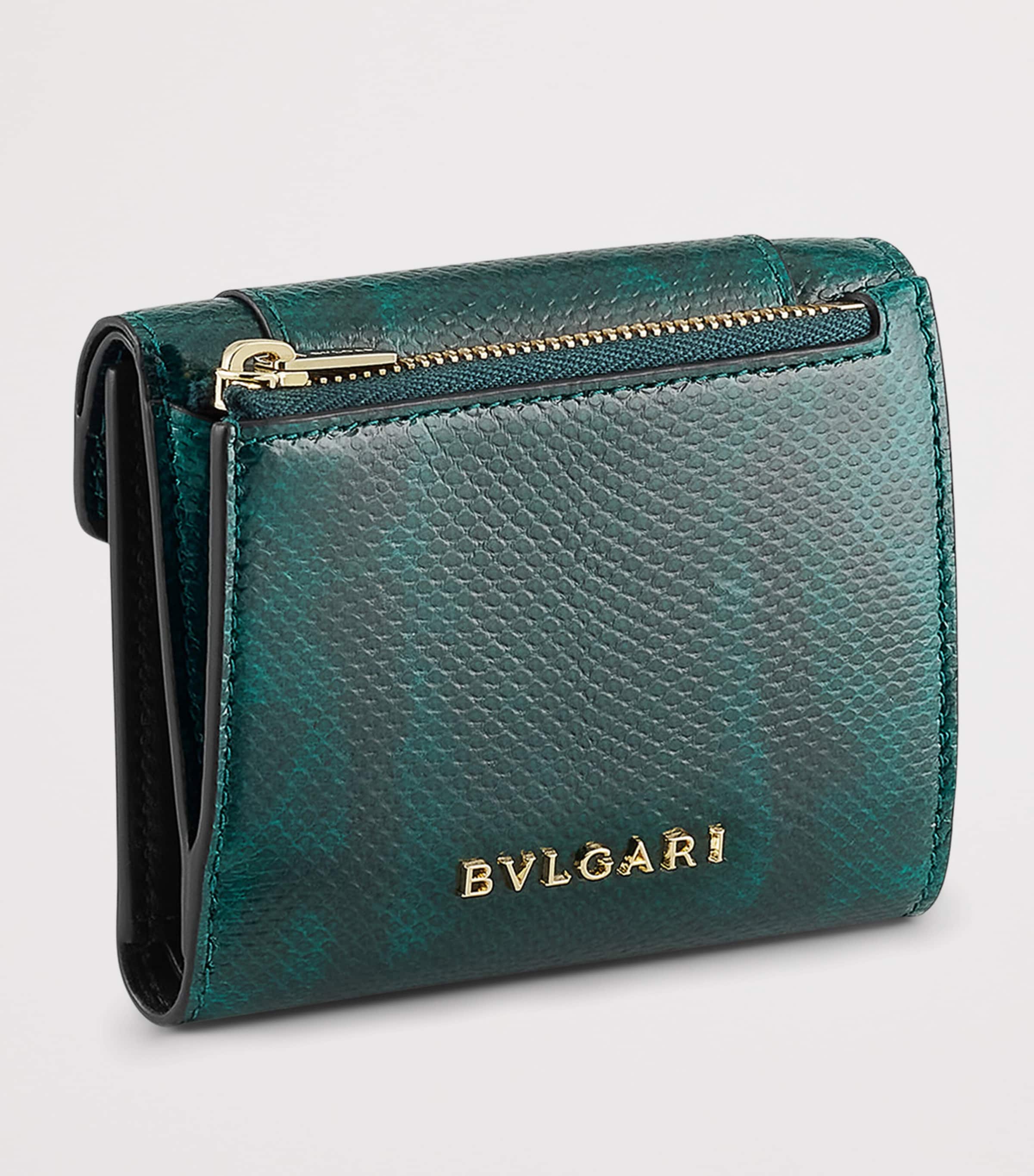 Bvlgari Leather Serpenti Forever Compact Wallet Green Image 2