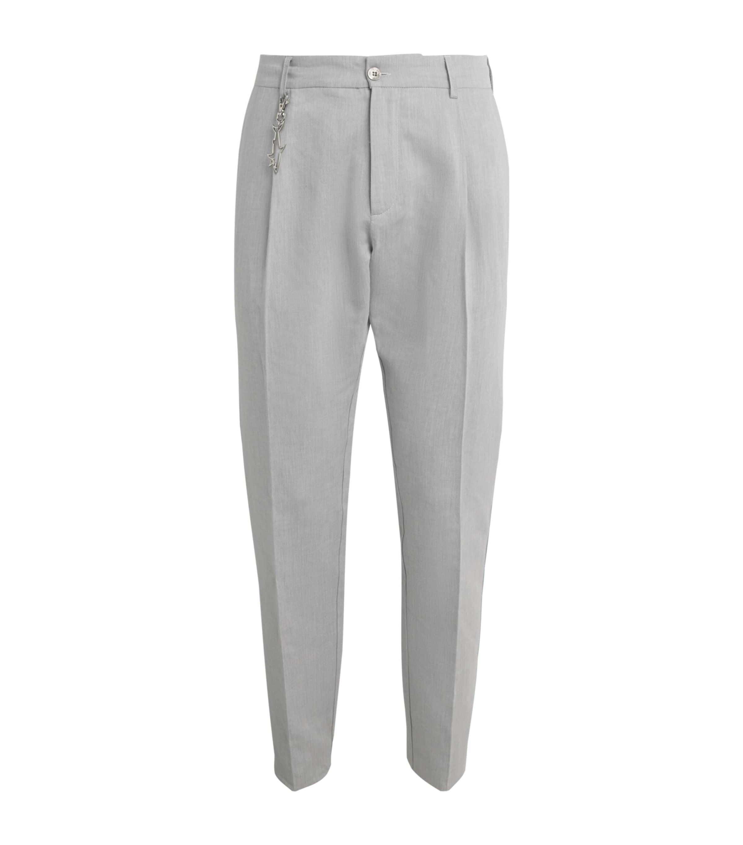 Paul & Shark Mens Linen-Cotton Drawstring Chinos Light Grey Image 1