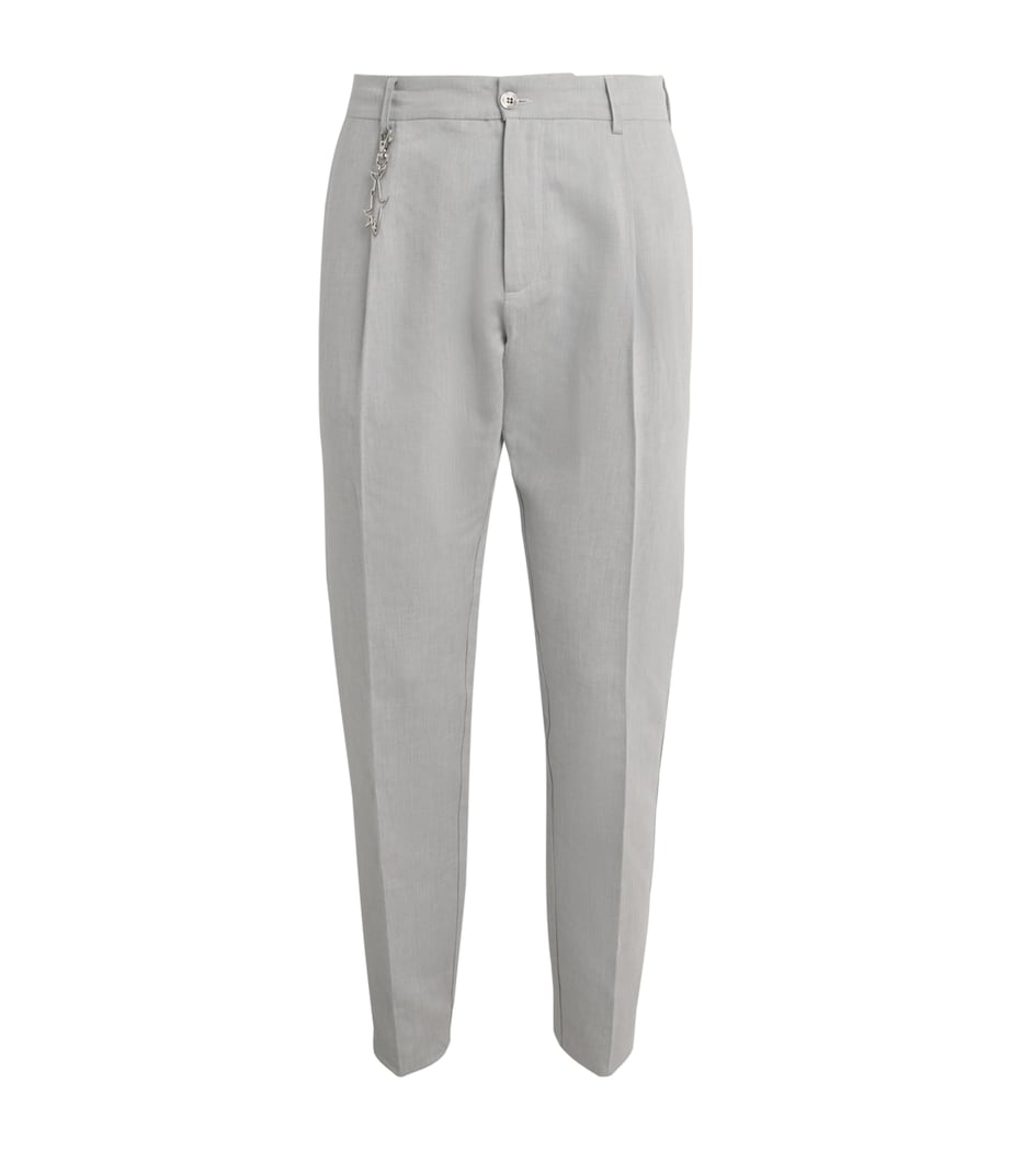 Paul & Shark Mens Linen-Cotton Drawstring Chinos Light Grey Image 1