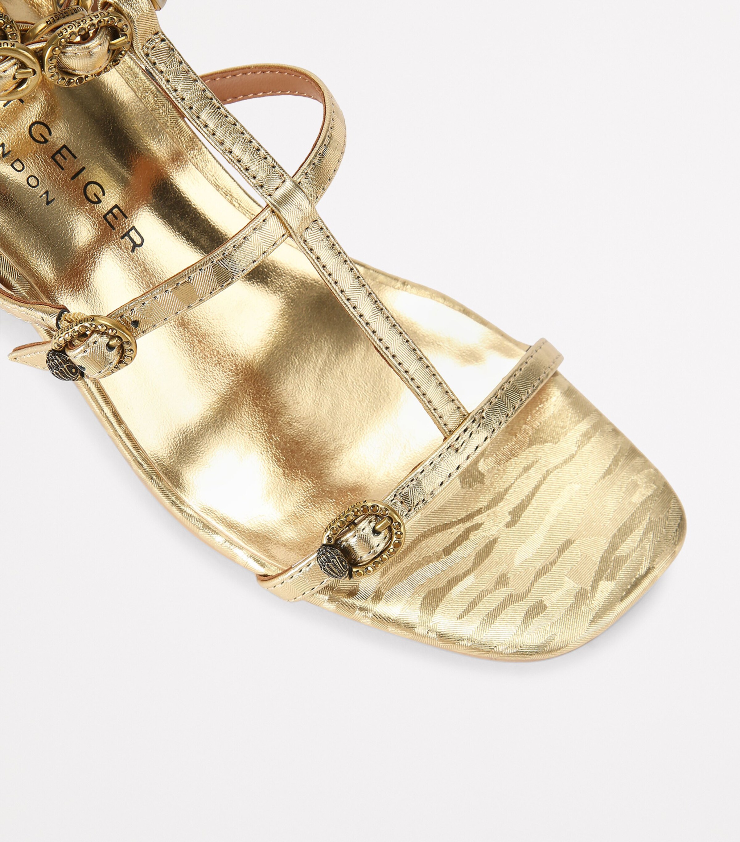 Leather Regent Block Sandals GOLD Image 3