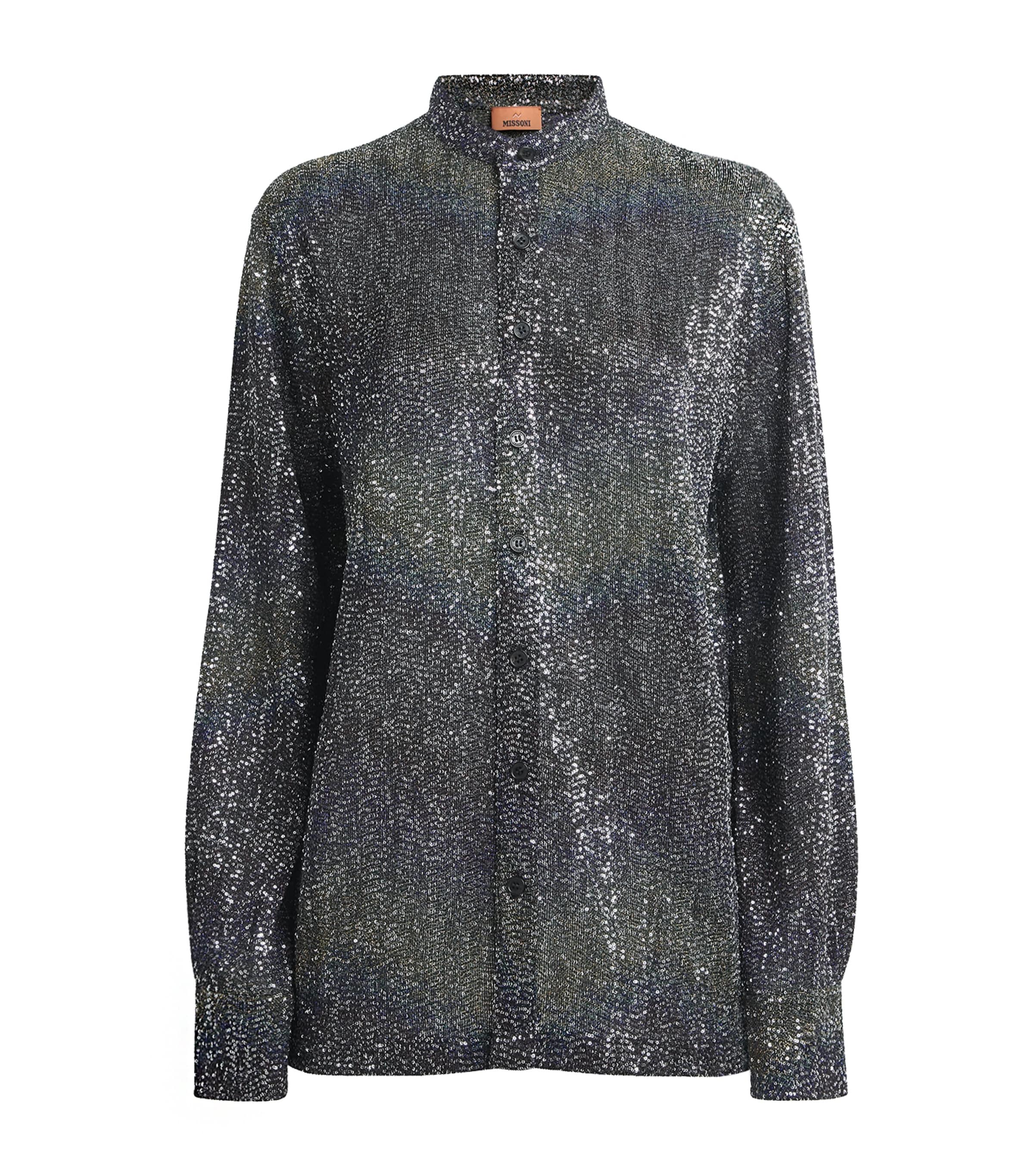 Missoni Womens Sequin Chevron Shirt Bn,bl,yl Image 1