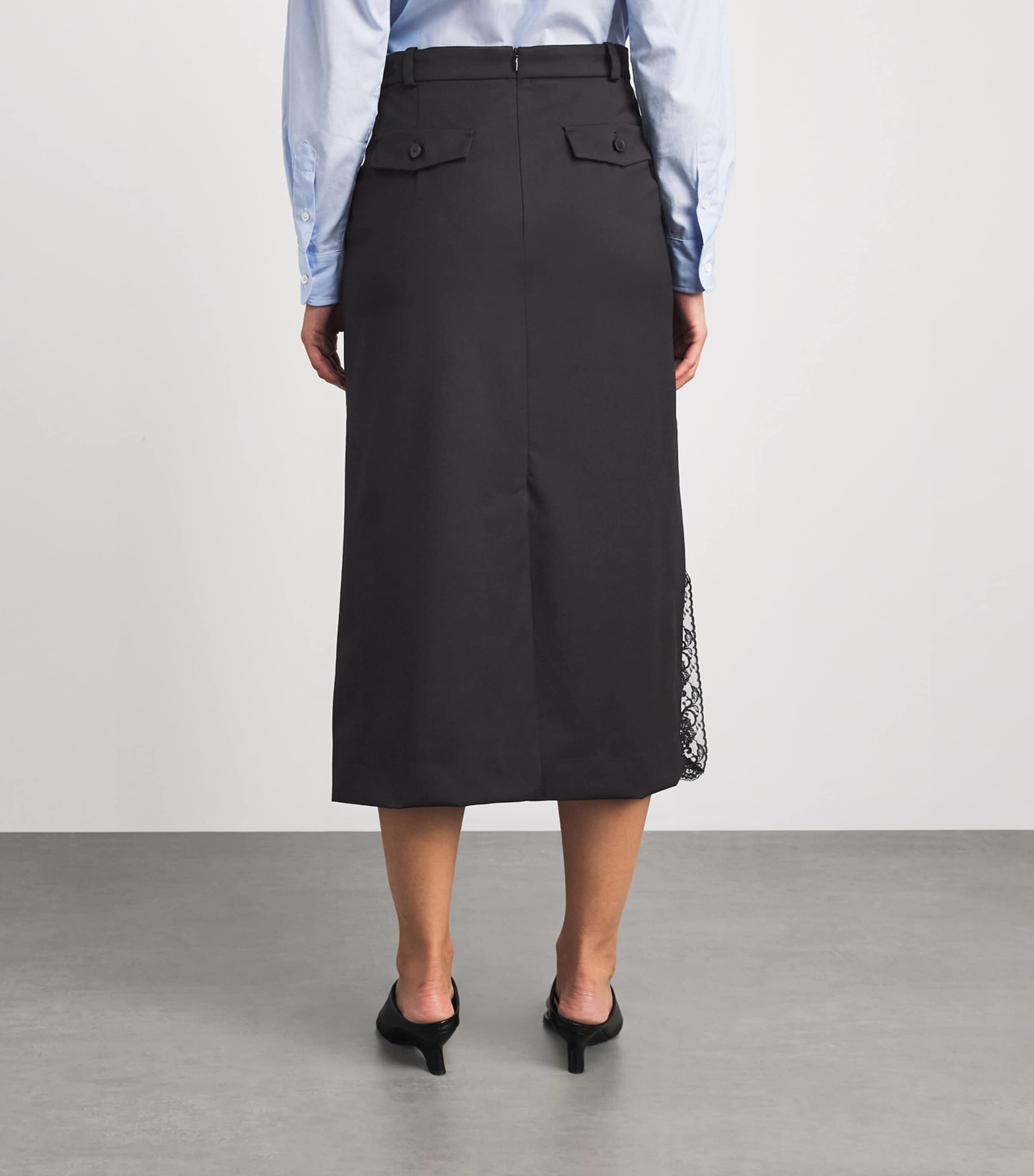 Sandro Paris Womens Lace-Detail Midi Skirt Black Image 5