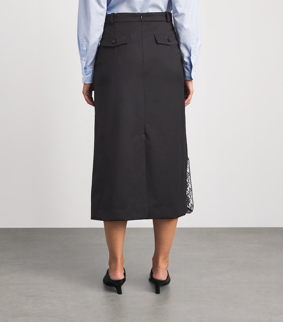 Sandro Paris Womens Lace-Detail Midi Skirt Black Image 5