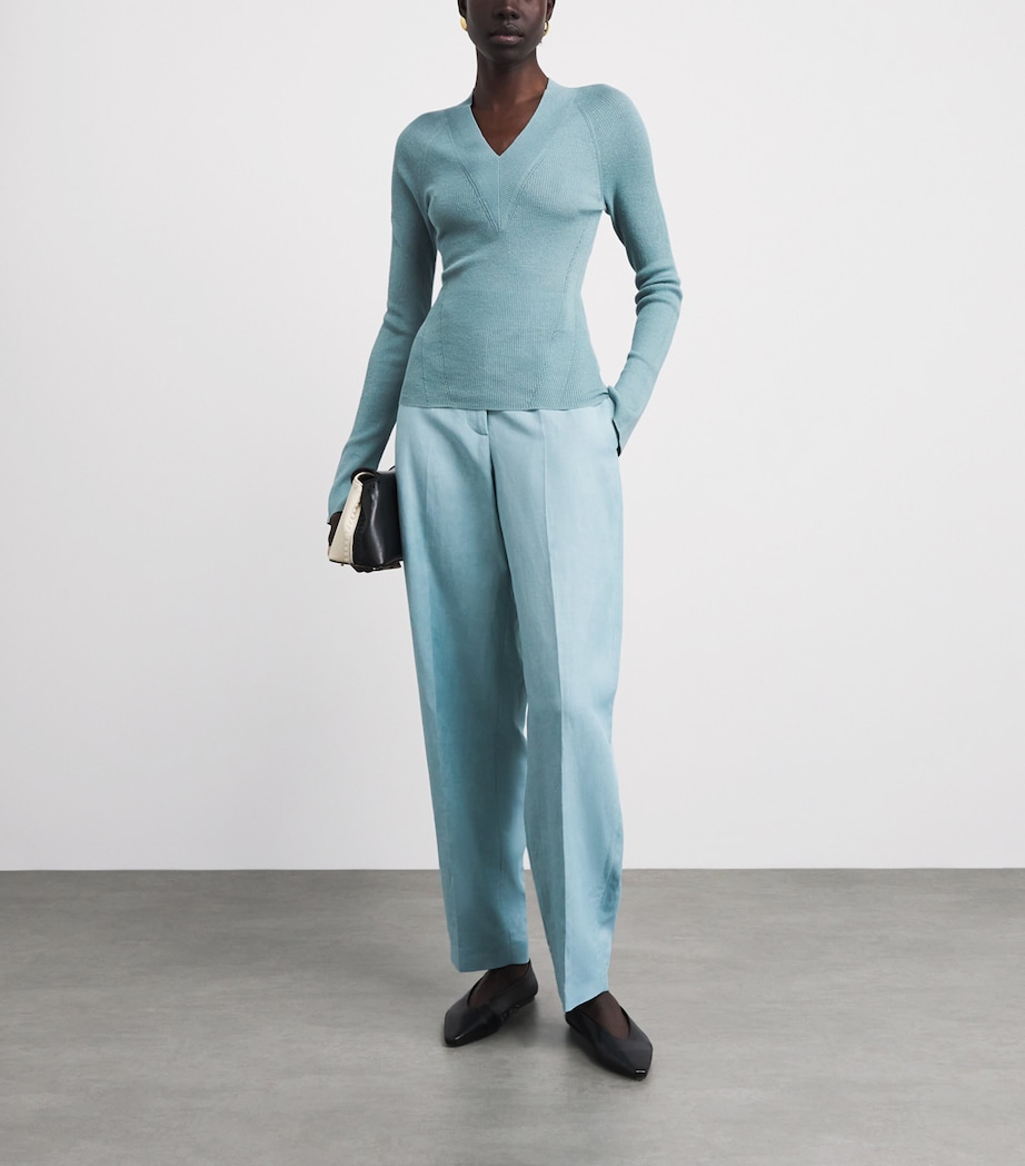 Joseph Womens Rib-Knit Harti Sweater Chambray Image 2