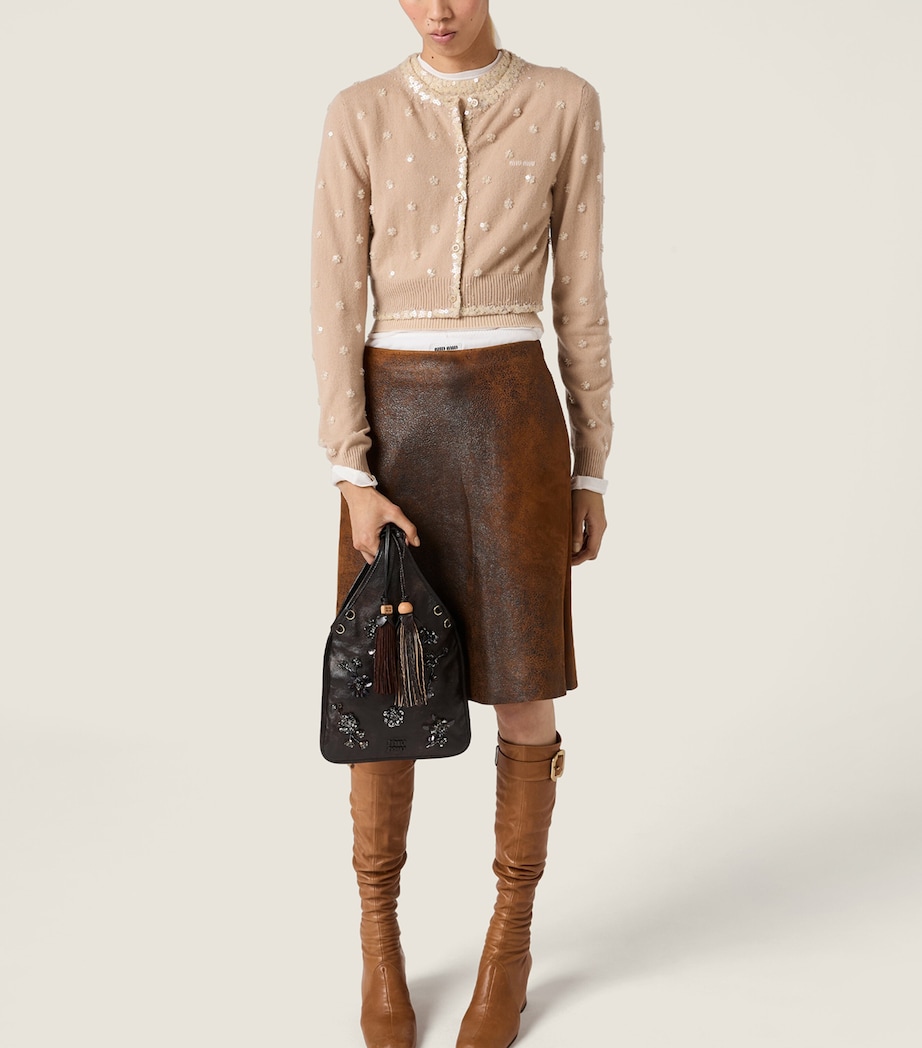 Leather Embellished Top-Handle Bag F0201 Image 2