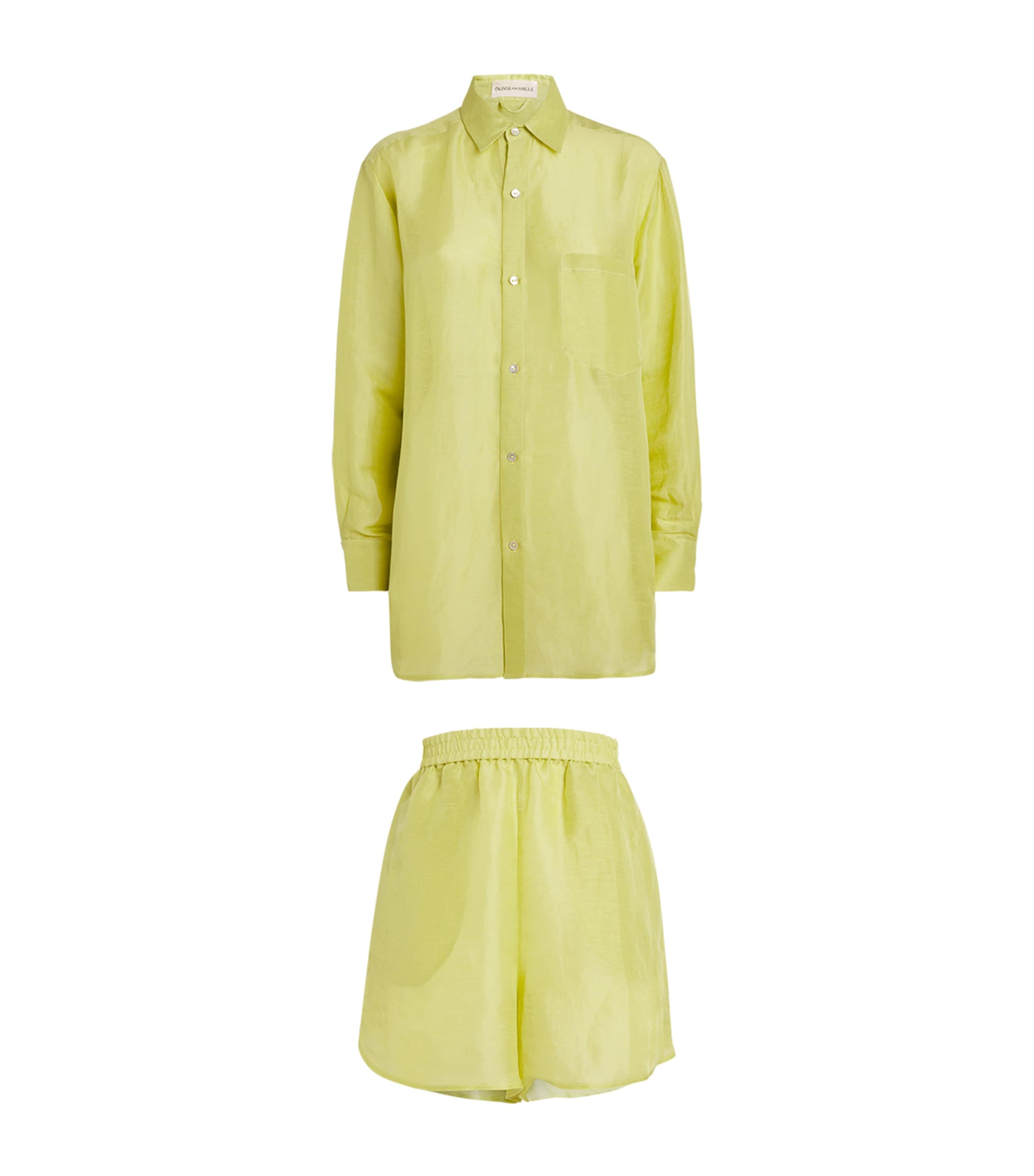 Olivia Von Halle Womens Kick Celery Silk-blend Pyjama Set In Green