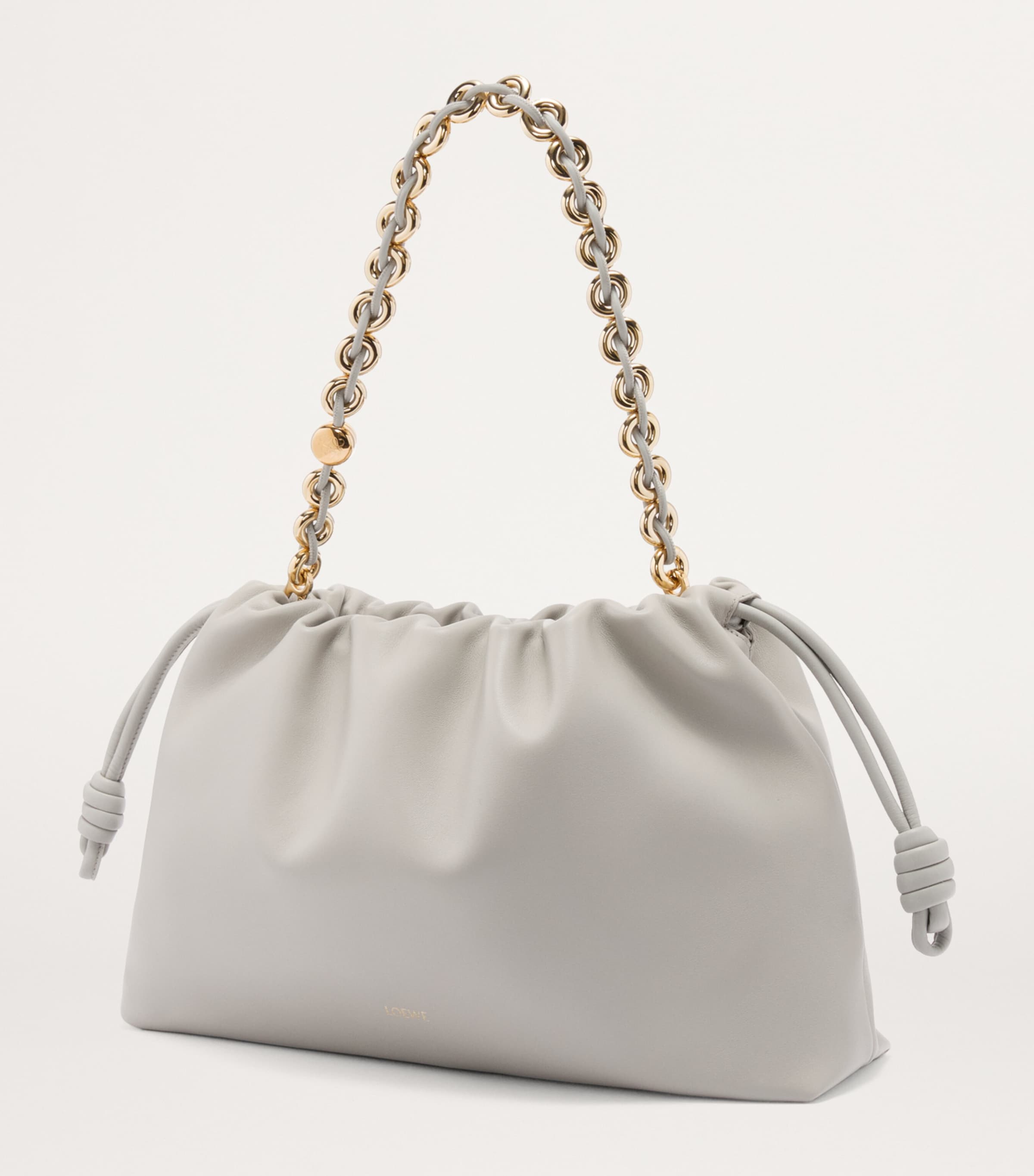 Large Leather Flamenco Shoulder Bag SHELL GREY Image 4