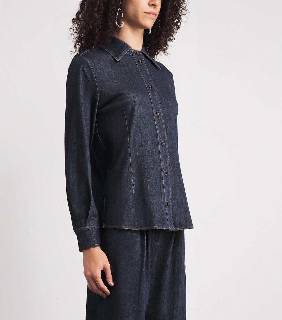 MM Womens Denim-Effect Shirt Navy Image 4