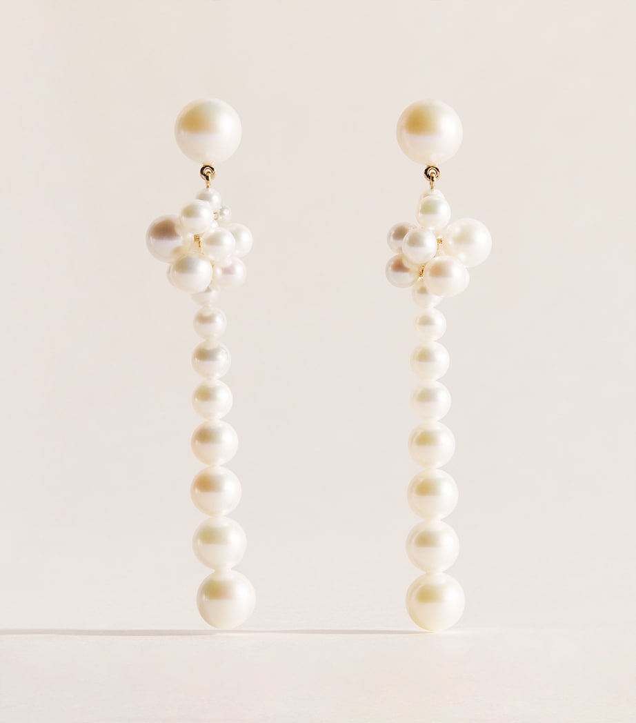 Sophie Bille Brahe Yellow Gold and Pearl Colonna Botticelli Drop Earrings Yellow Gold Image 1