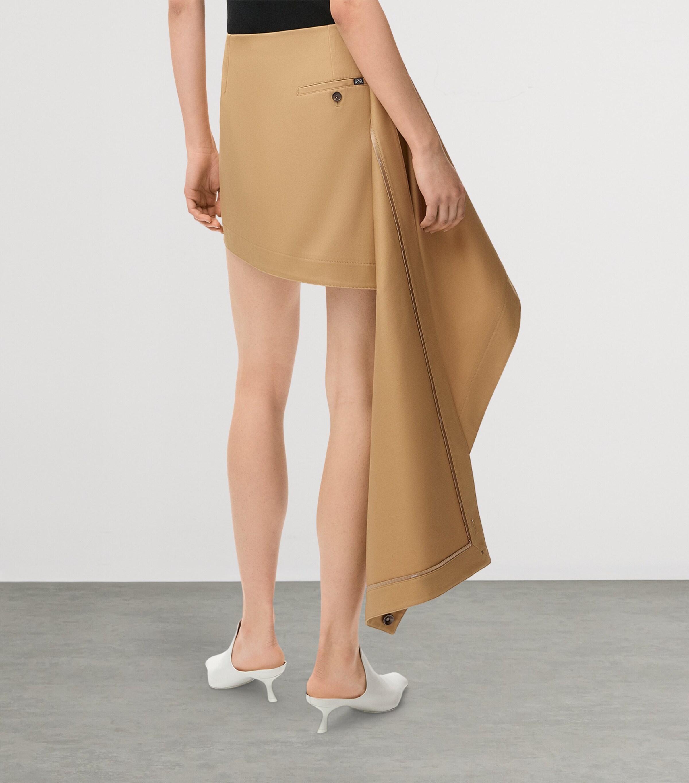 LOEWE Womens Cotton-Blend Draped Mini Skirt Beige Image 4