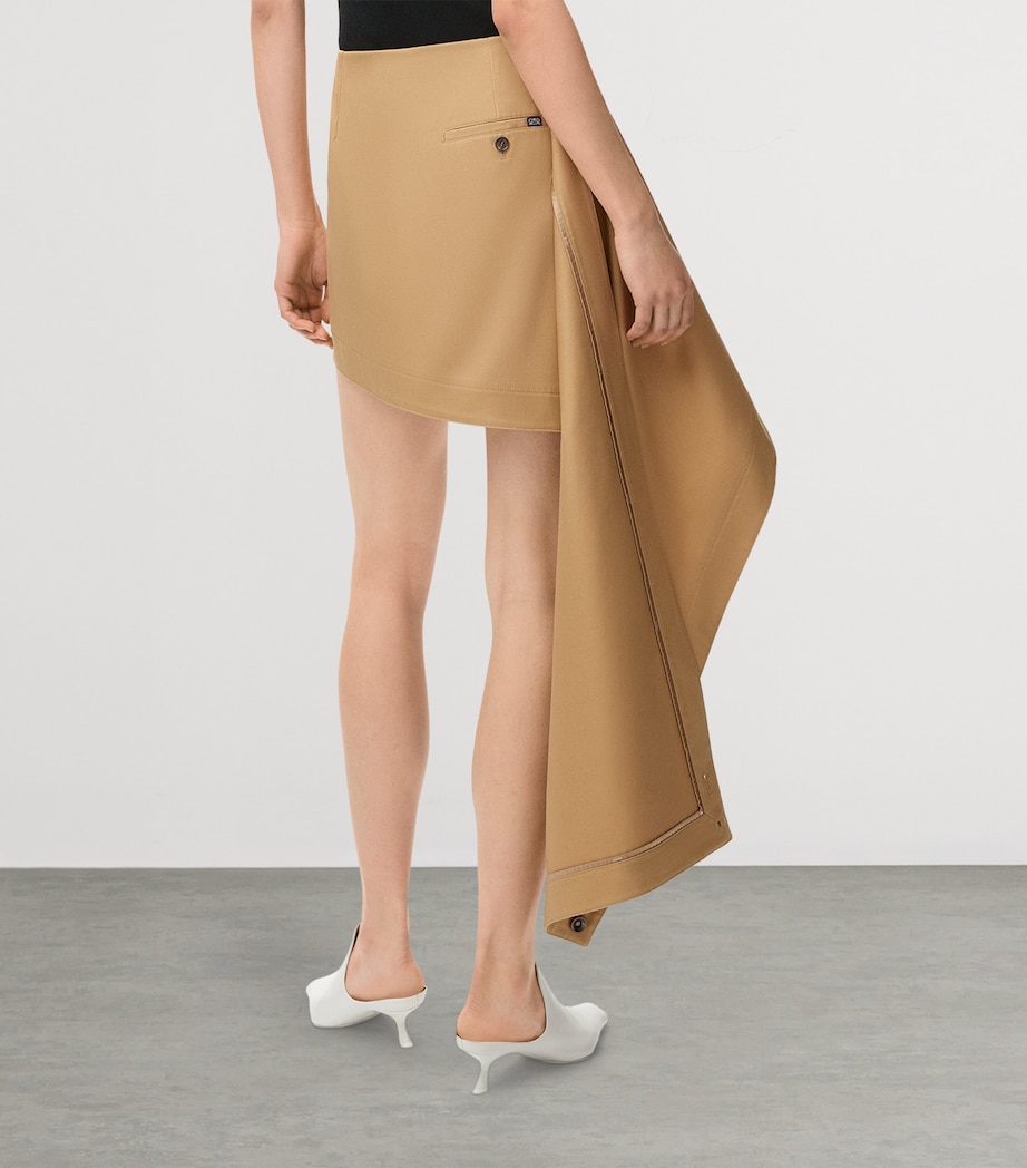 LOEWE Womens Cotton-Blend Draped Mini Skirt Beige Image 4