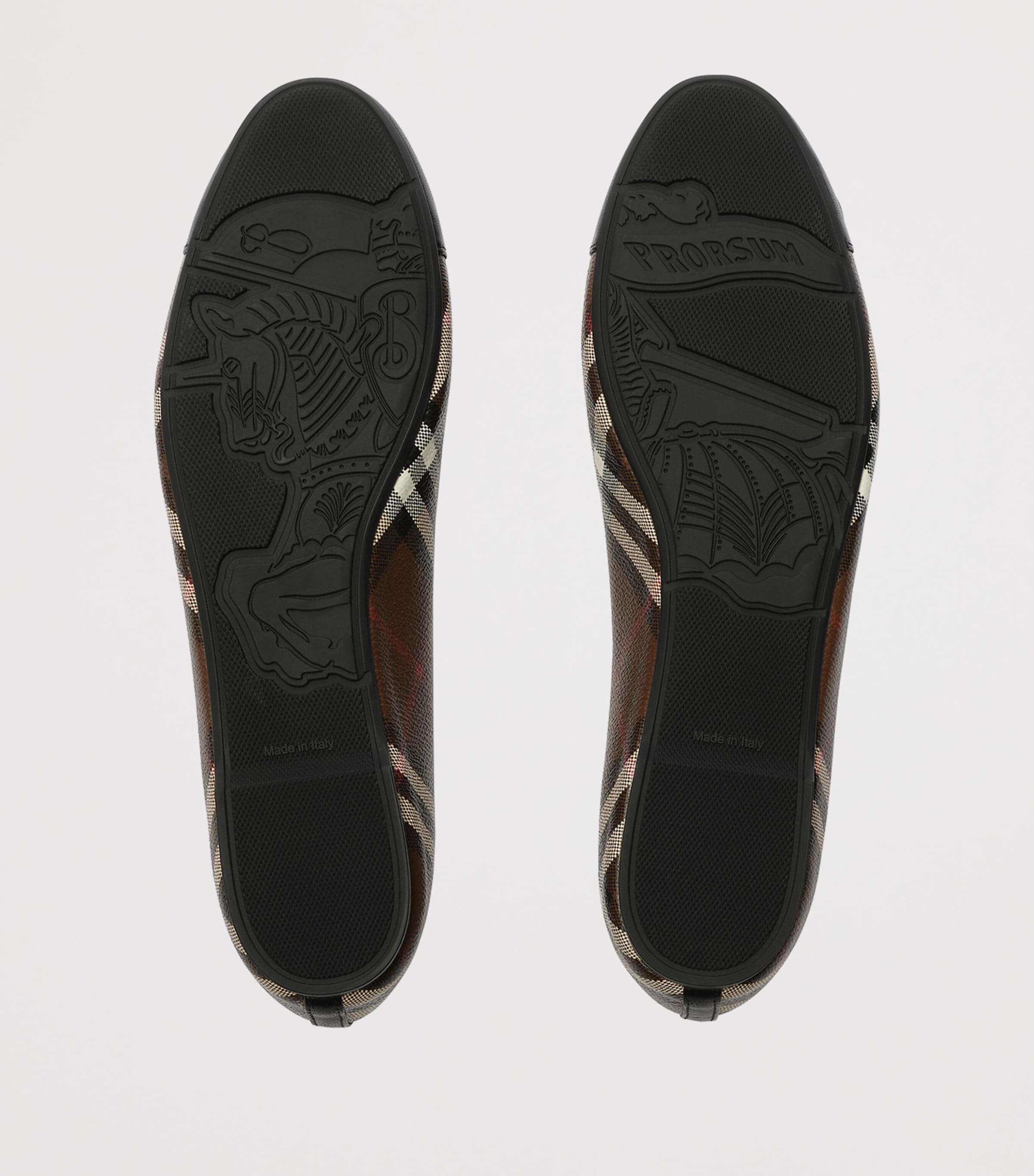 Burberry Check Canvas Highgate Ballet Flats Tobacco Brown Ip Chk Image 5