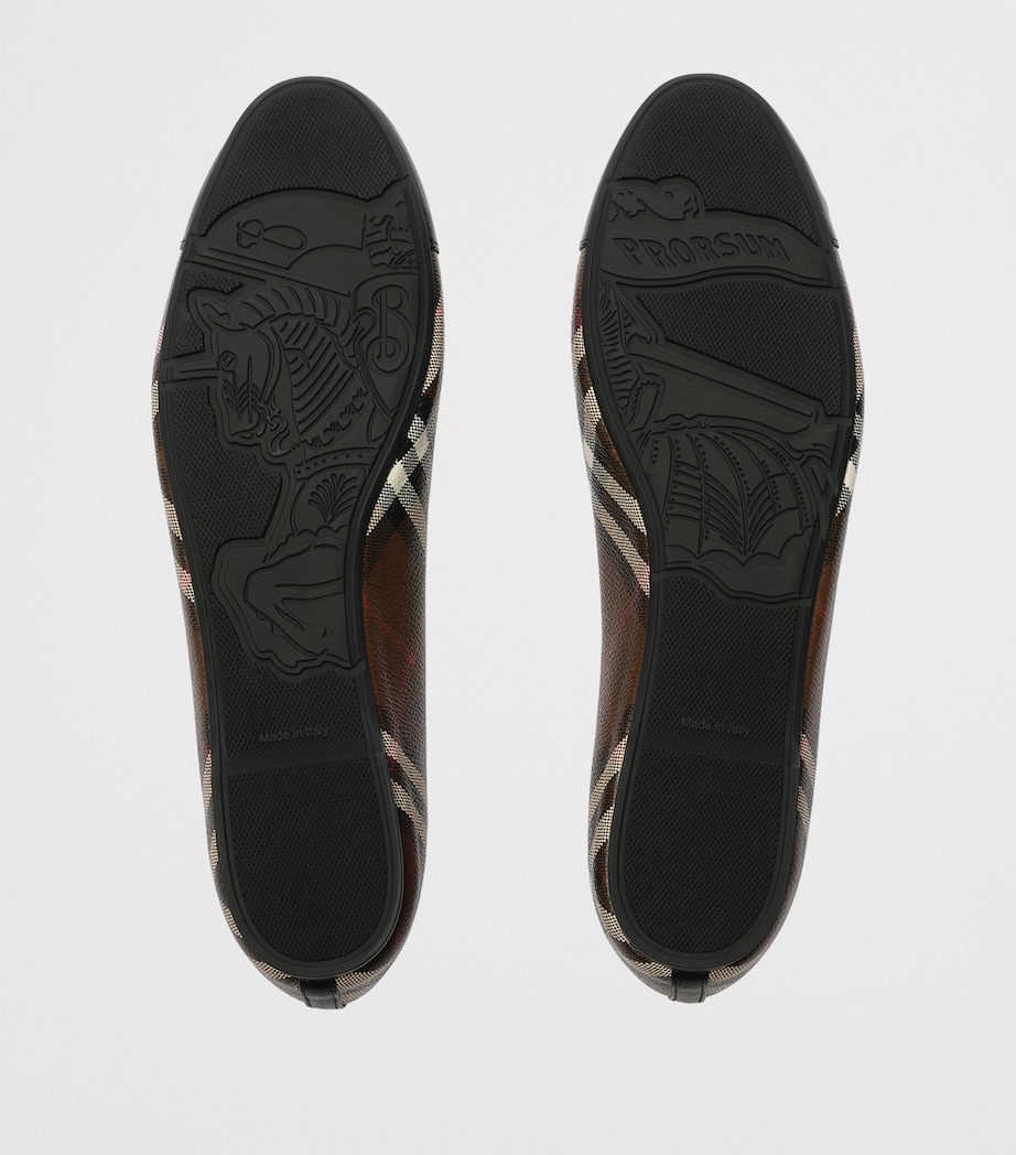 Burberry Check Canvas Highgate Ballet Flats Tobacco Brown Ip Chk Image 5
