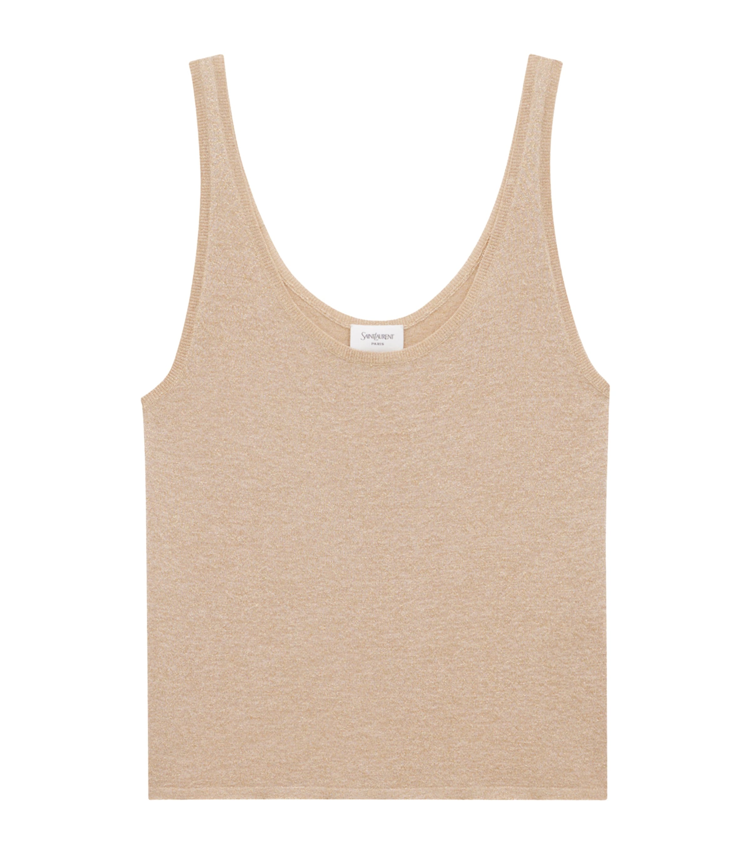 Saint Laurent Metallic Knit Sleeveless Tank Top In Metallic