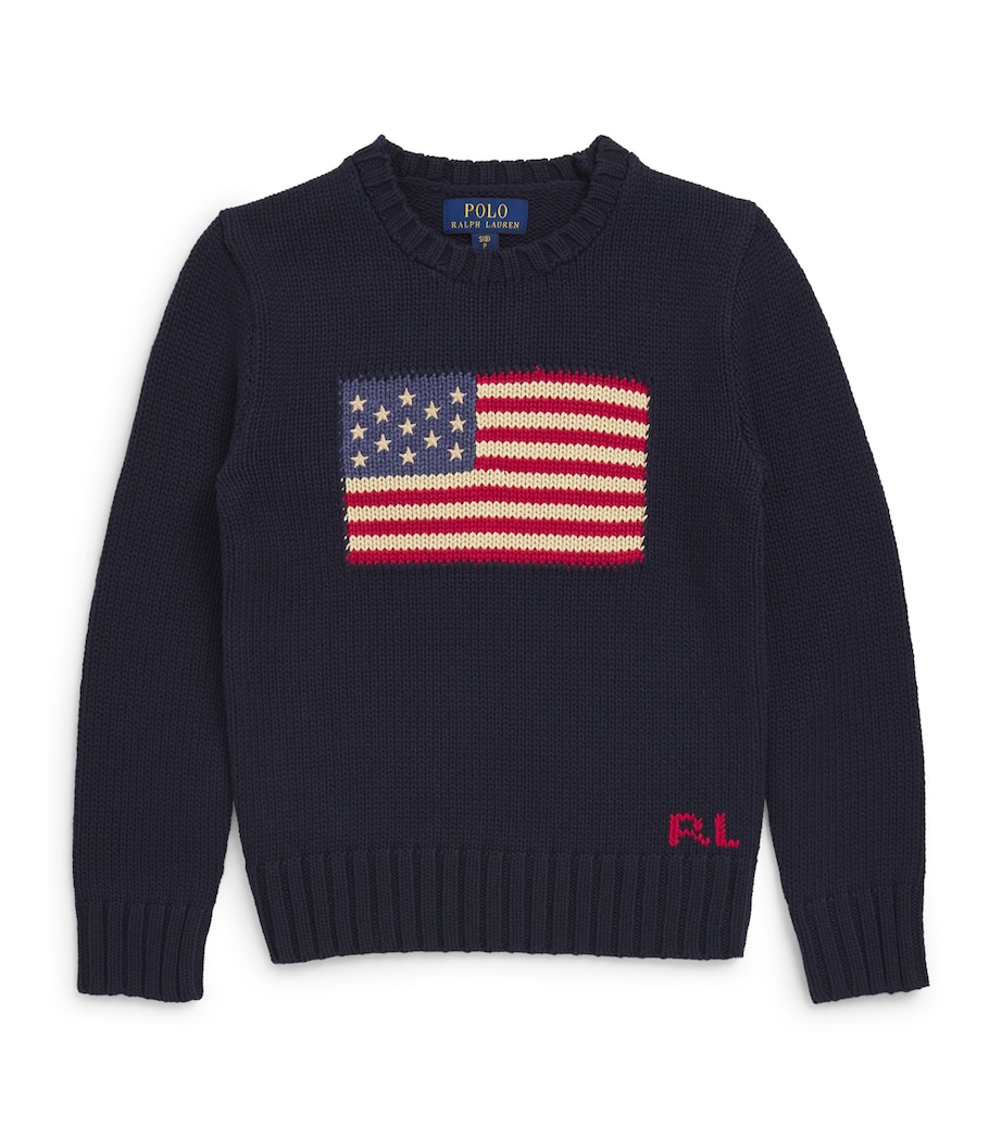 Cotton American Flag Sweater (7-14 Years) HUNTER NAVY Image 1