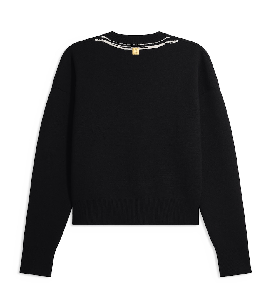 Schiaparelli Womens Cashmere-Wool-Silk Trompe L’Oeil Sweater Black Image 5