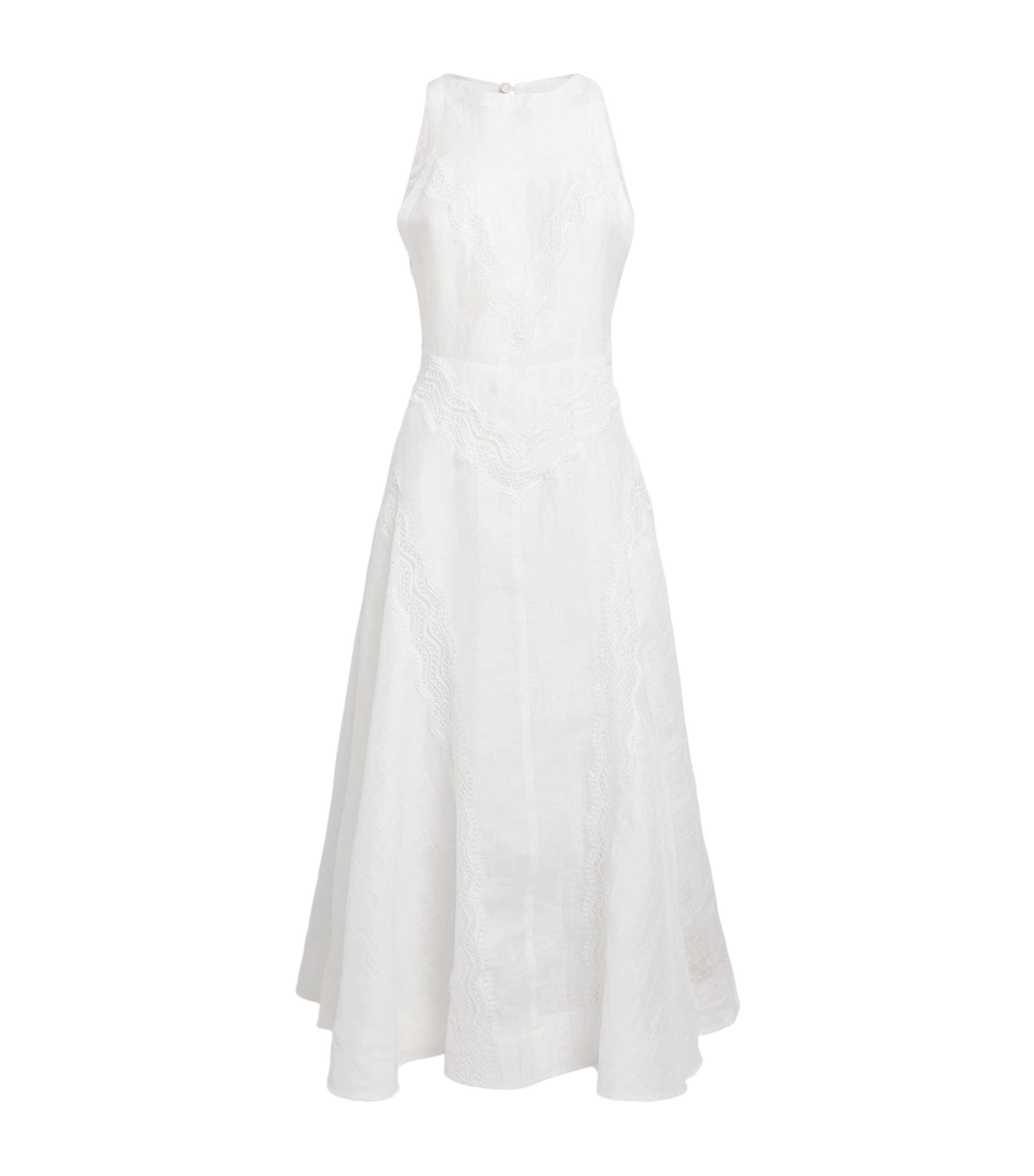 Sandro Lace-trim Midi Dress In White