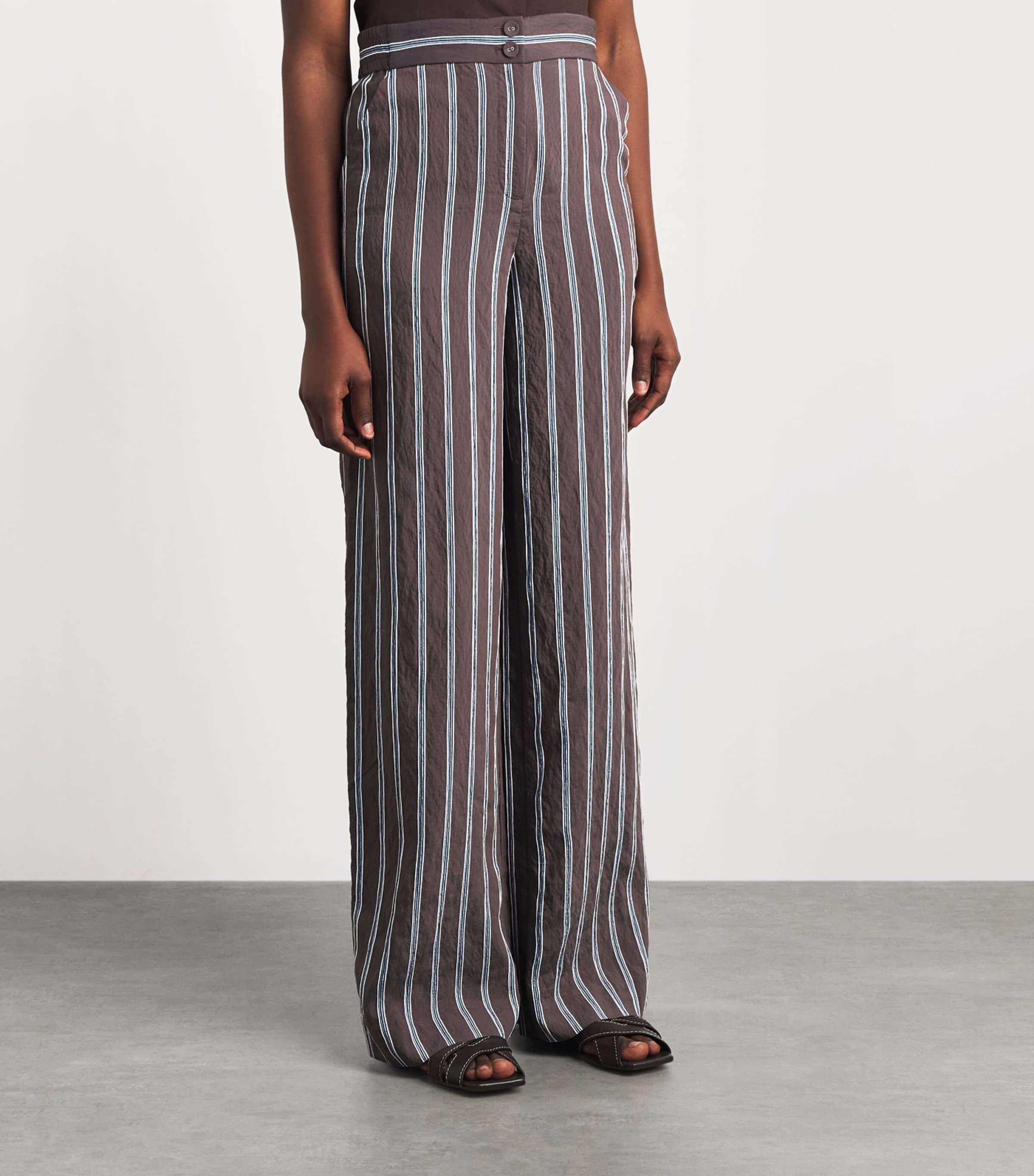 Veronica Beard Womens Carraway Wide-Leg Trousers Dark Mocha Image 4