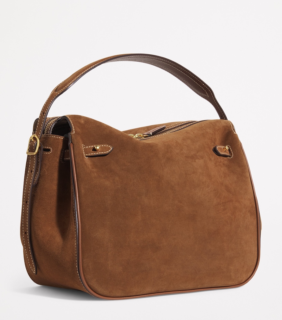 Polo Ralph Lauren Large Suede Polo ID Top-Handle Bag Cnmn/cuoio Image 3