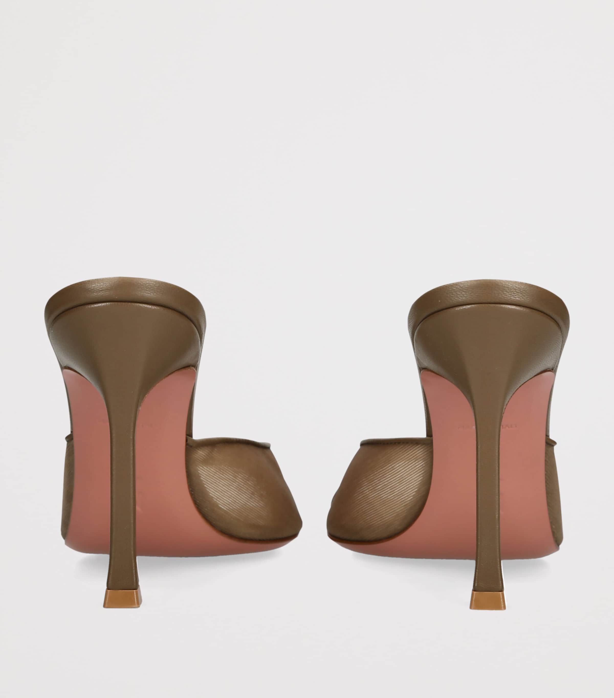 Amina Muaddi Mesh Alexa Heeled Mules 95 Taupe Image 4