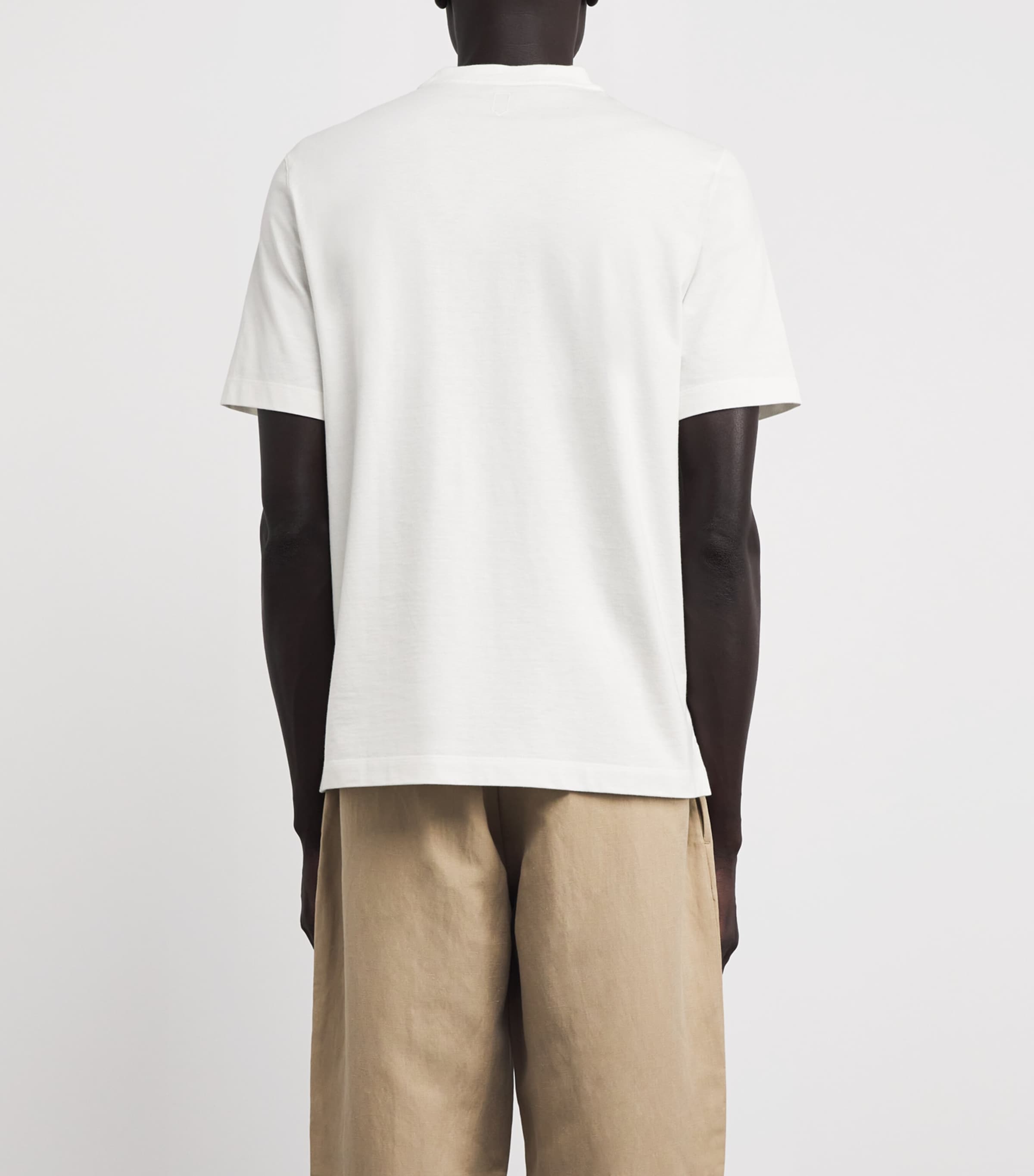 Canali Mens Cotton Embroidered T-Shirt White Image 4
