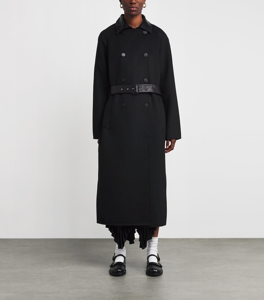 Wool Double-Breasted Coat BLACK Image 3