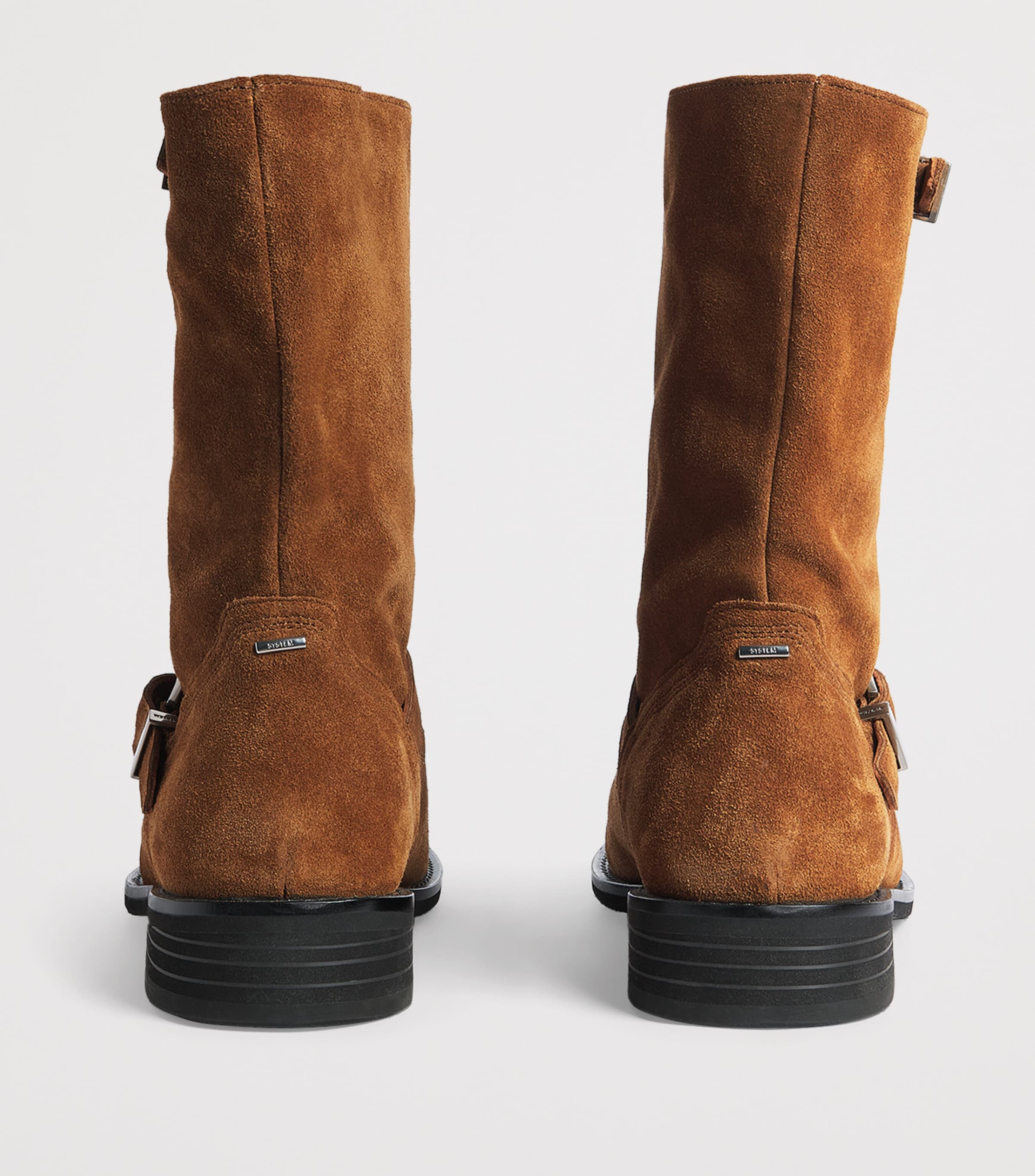 System Suede Buckle Ankle Boots Camel Image 5