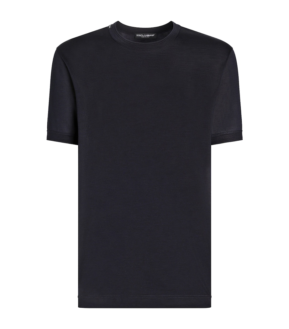 Dolce&Gabbana Mens Silk T-Shirt Very Dark Blue Image 1
