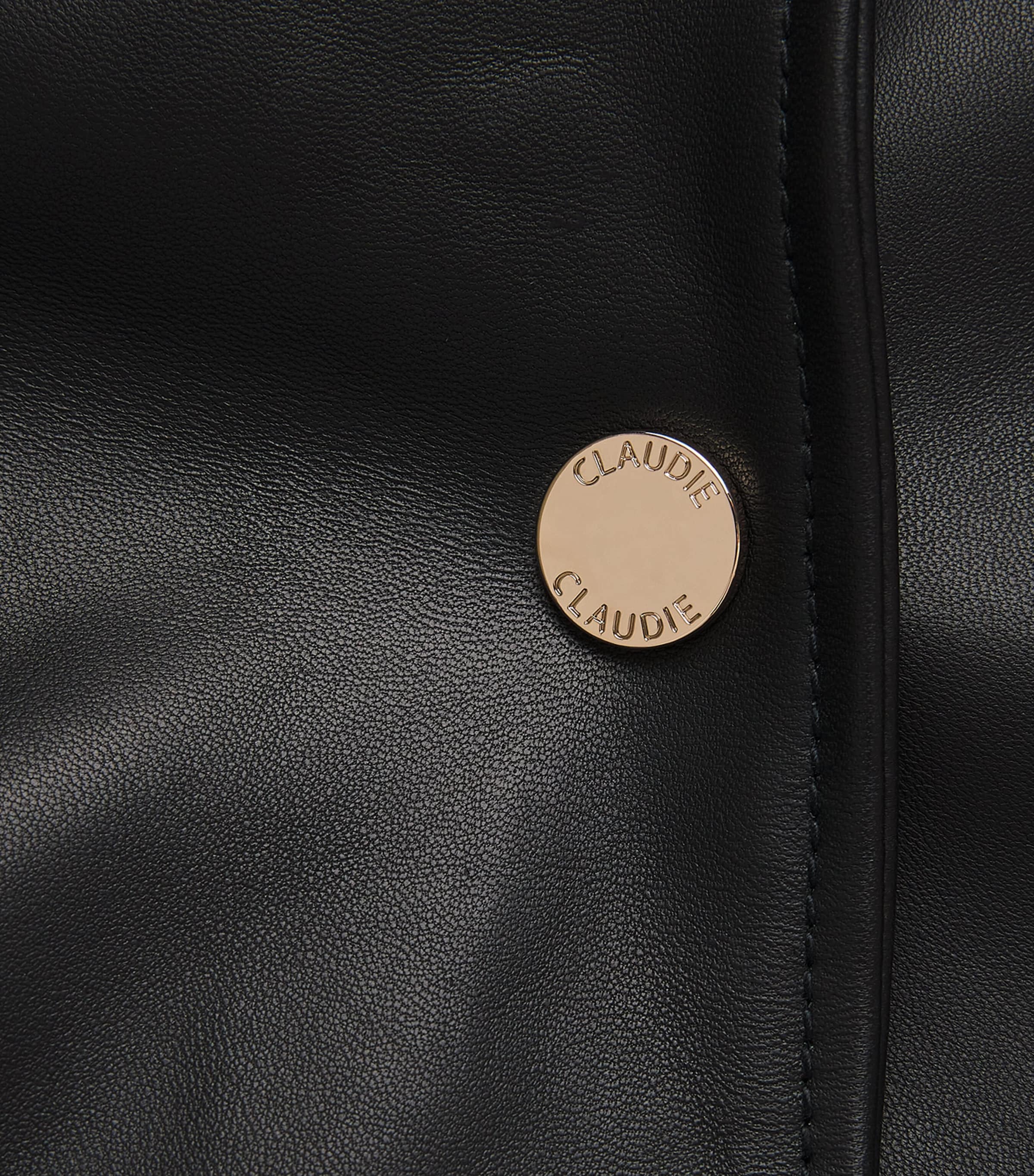 Claudie Pierlot Womens Relaxed Leather Jacket Black Image 6