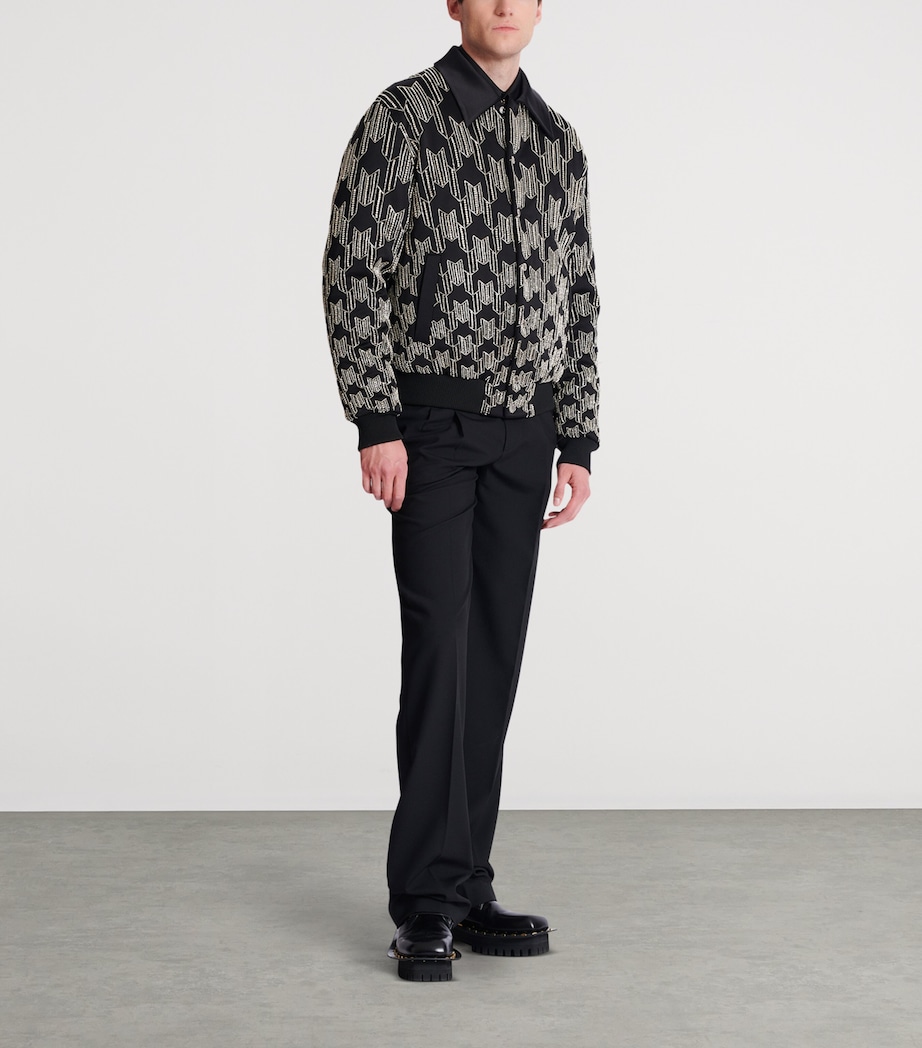 Satin Houndstooth Bomber Jacket EAW NOIR/CRISTAL Image 2