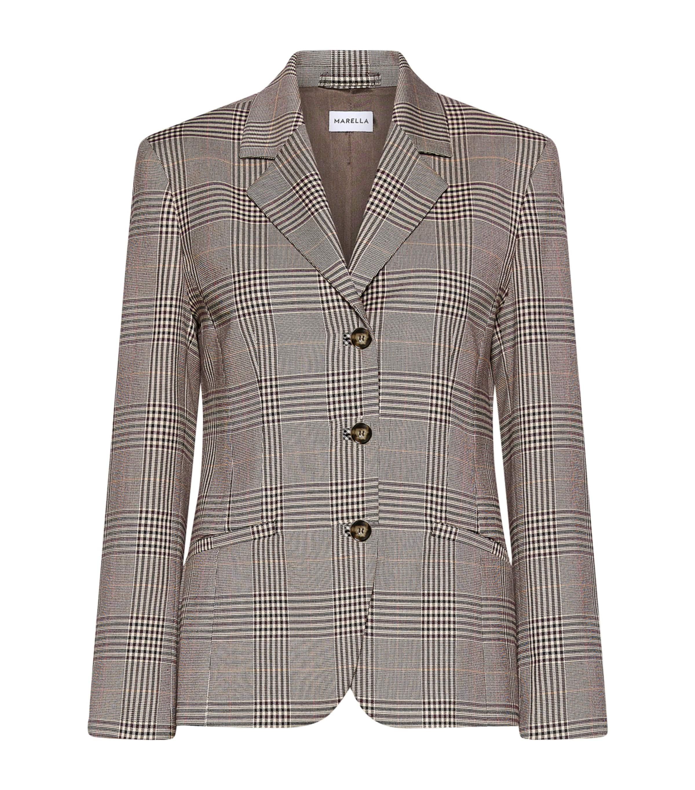 Marella Womens Check Blazer Chocolate Image 1