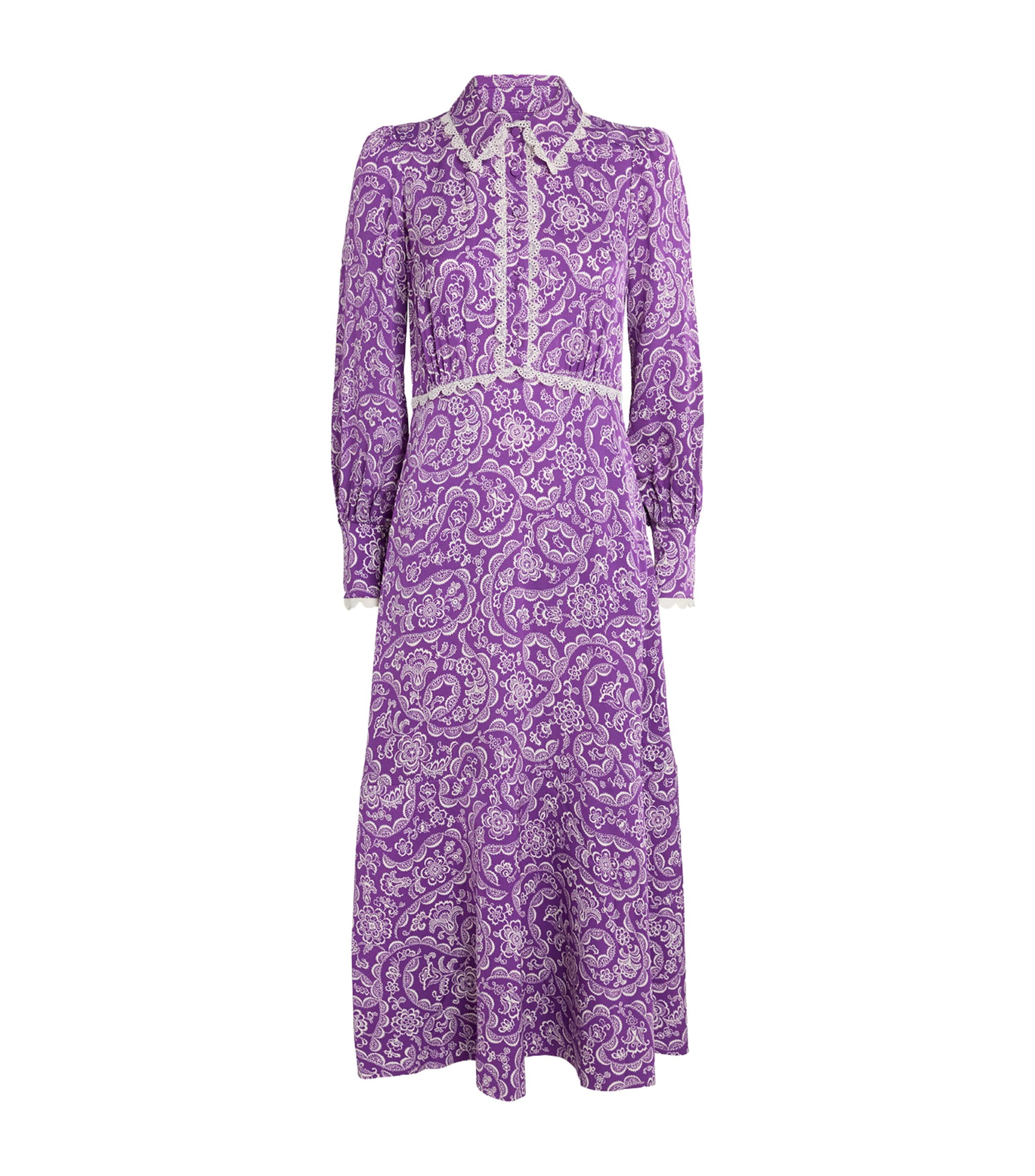ME+EM Womens Crepe Printed Maxi Dress Purple/green Image 1