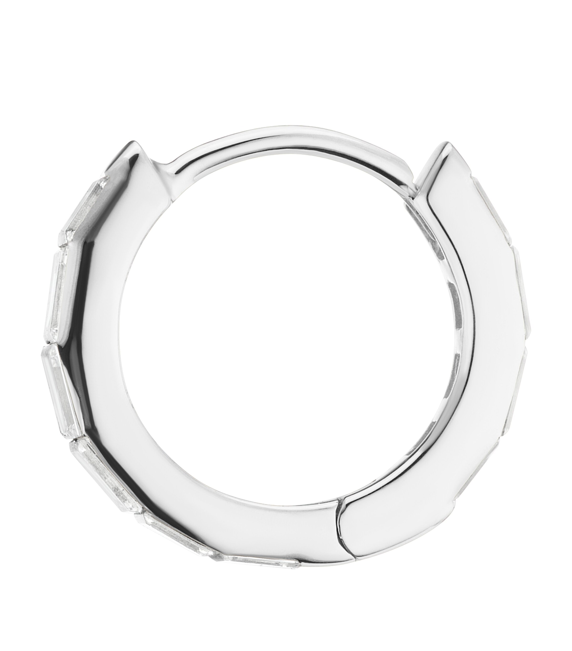 White Gold Invisible Set Baguette Diamond Eternity Hoop Earring (8mm) WHITE GOLD Image 3