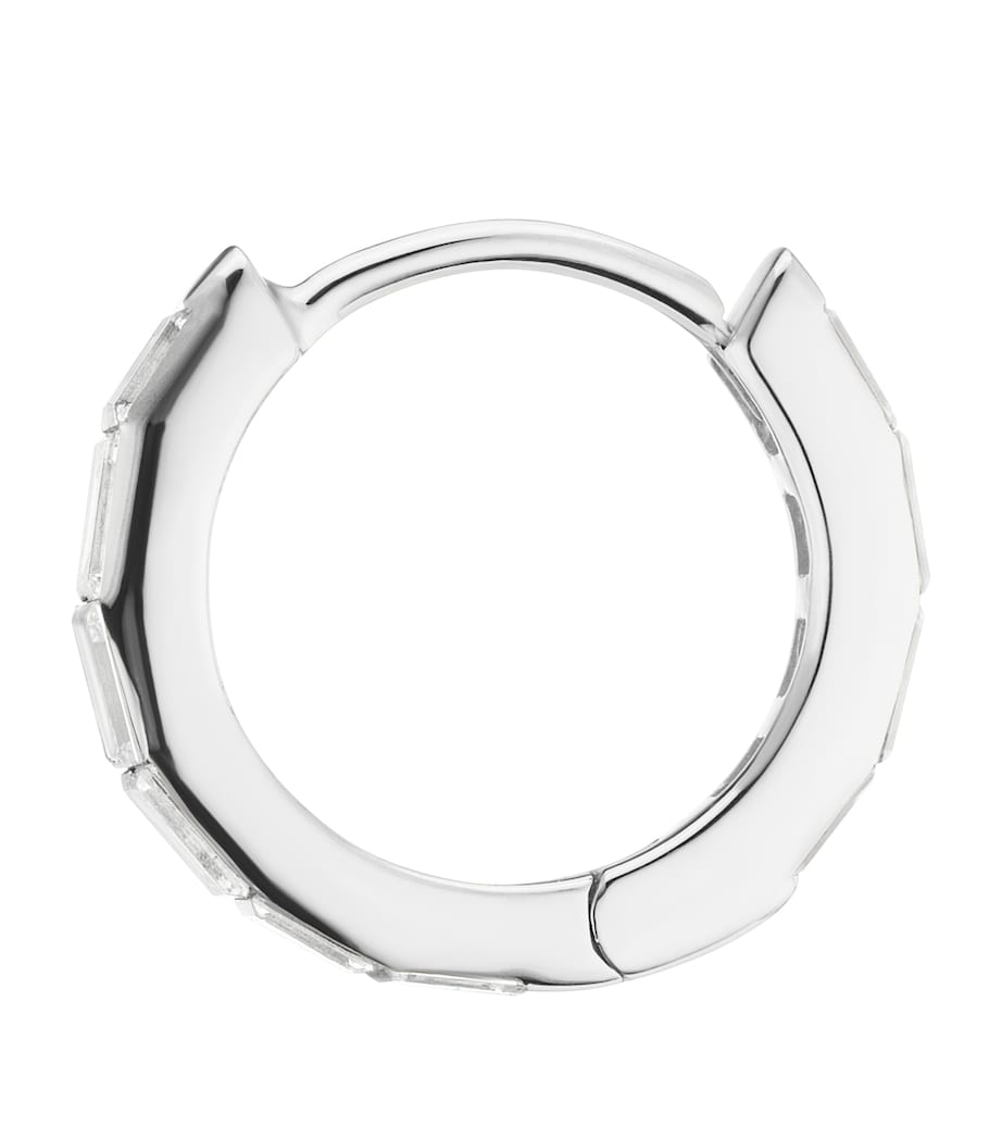 White Gold Invisible Set Baguette Diamond Eternity Hoop Earring (8mm) WHITE GOLD Image 3