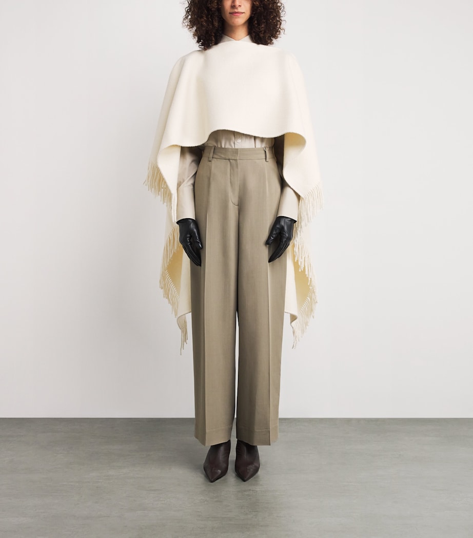 Wool-Blend Fringe Poncho 264 WINTER WHITE Image 3