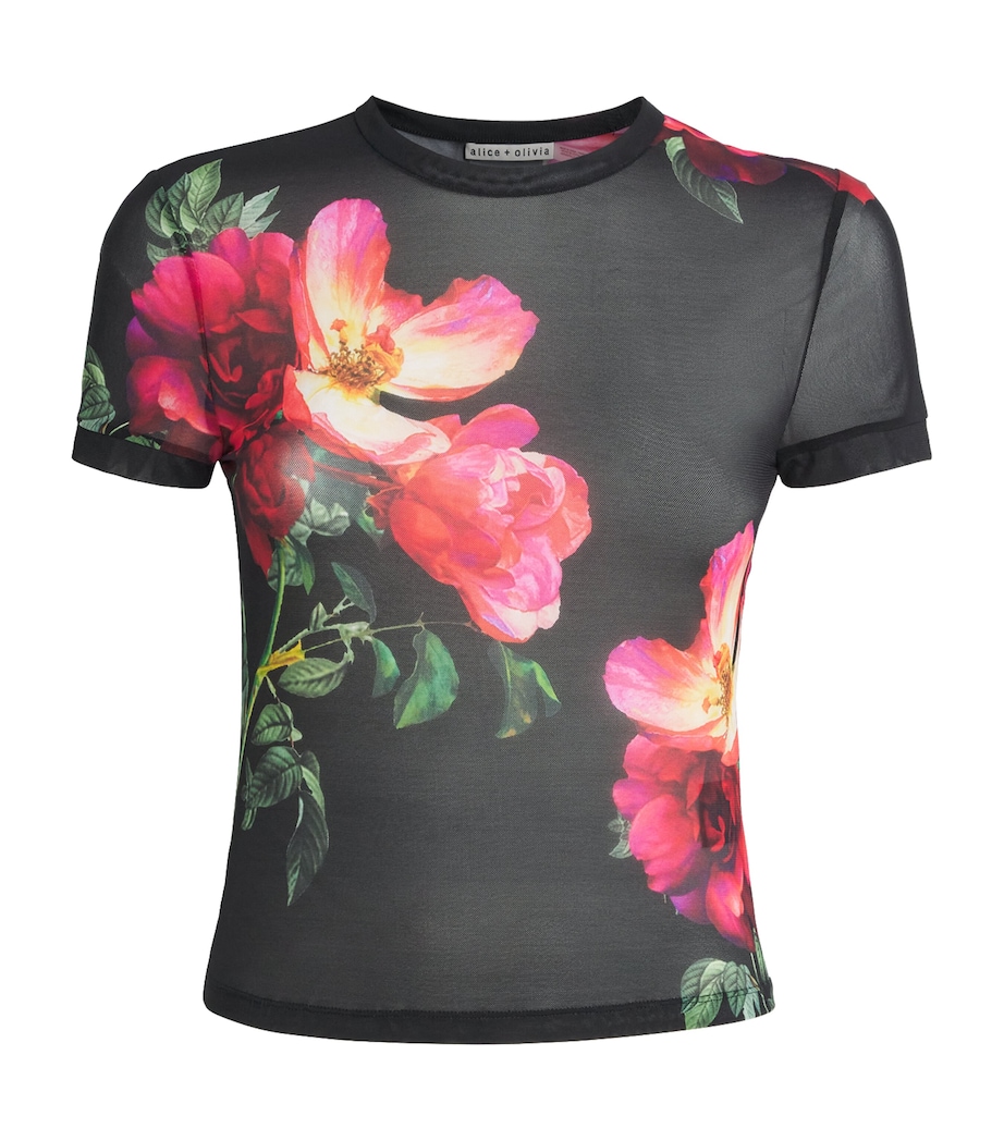 Mesh Floral Tess T-Shirt E034SOL STRNGTH BLCK Image 1