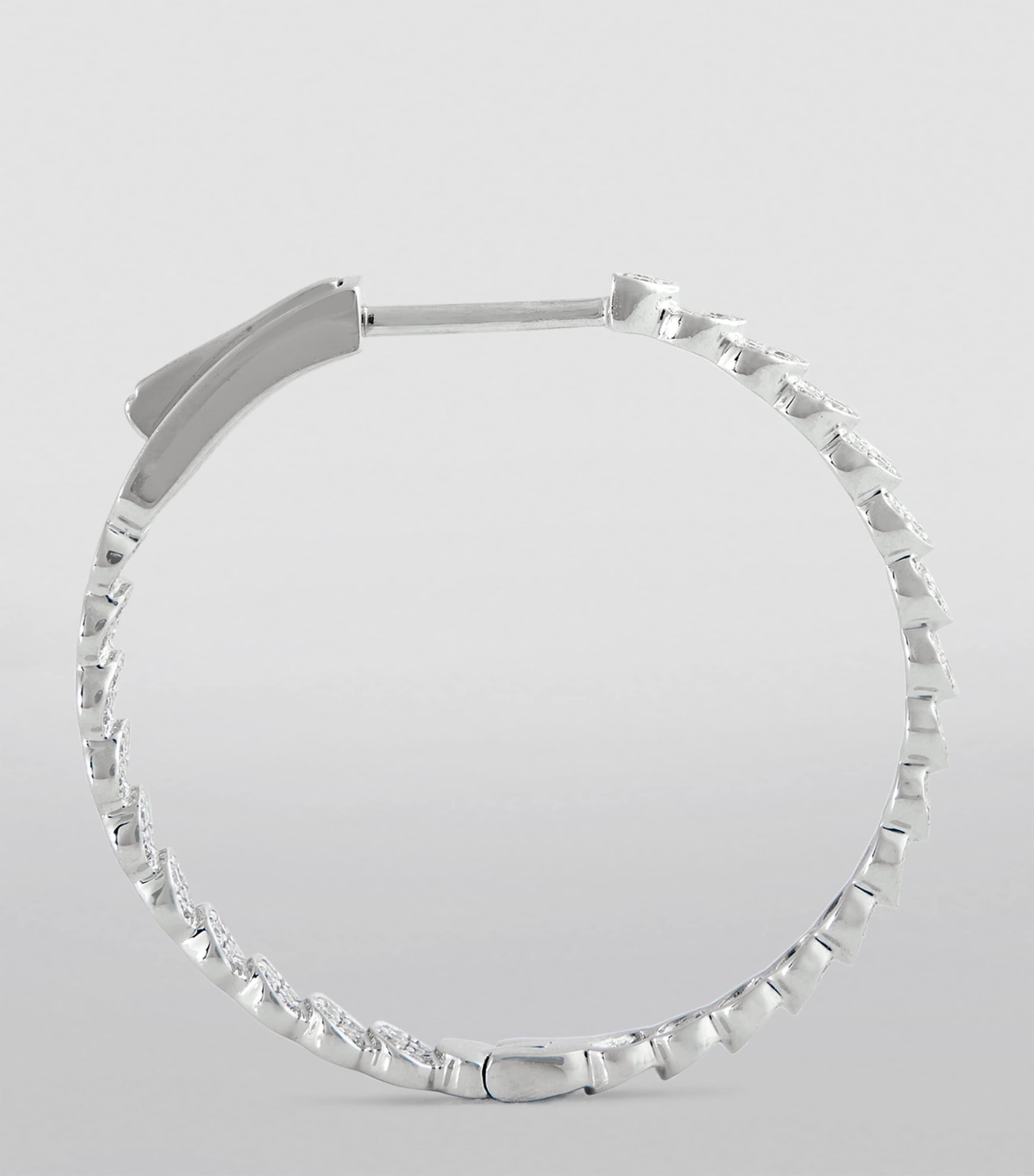 White Gold and Diamond Luna Hoop Earrings WHITE GOLD Image 3