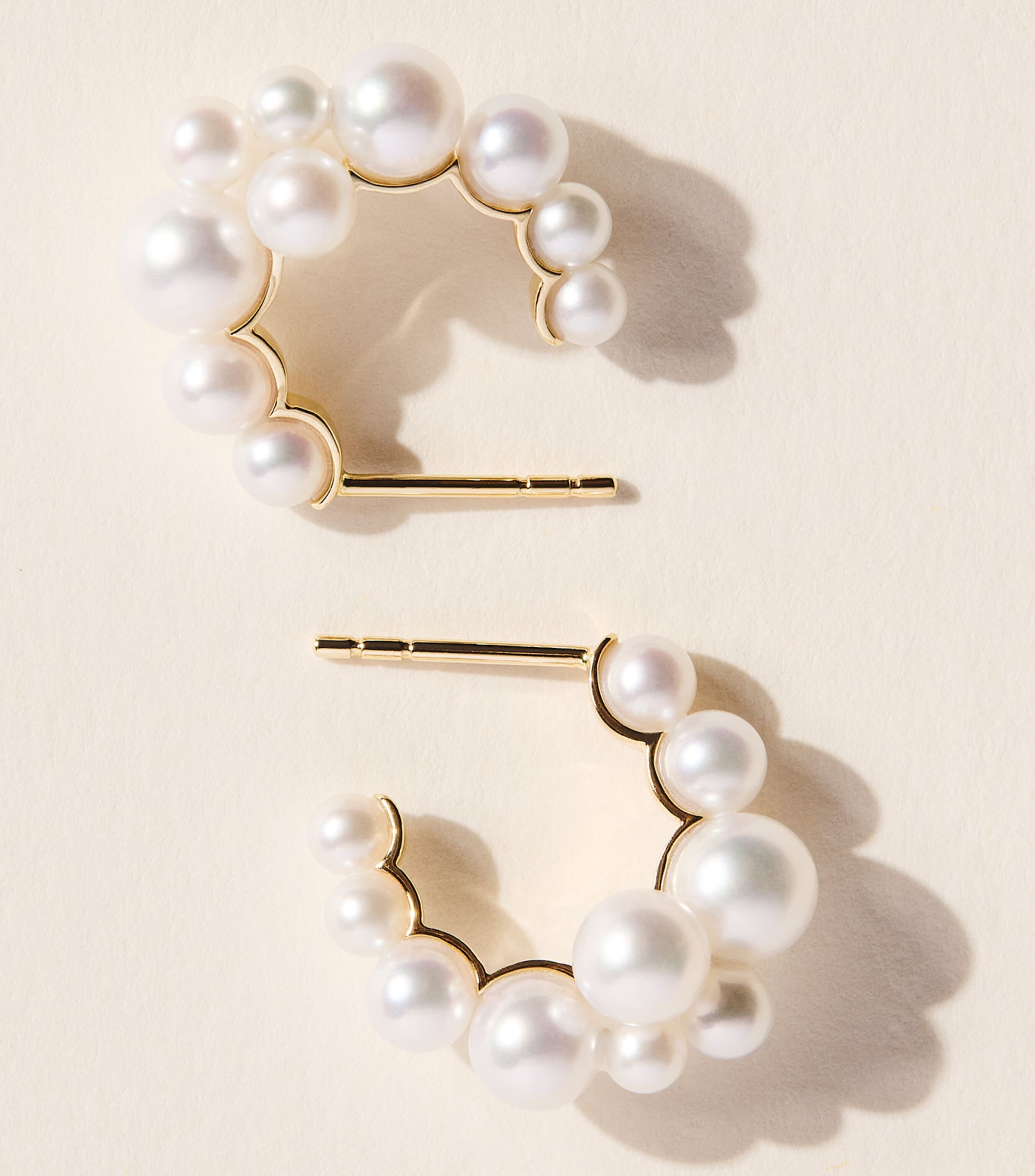 Sophie Bille Brahe Yellow Gold and Pearl Boucle Botticelli Hoop Earrings Yellow Gold Image 5