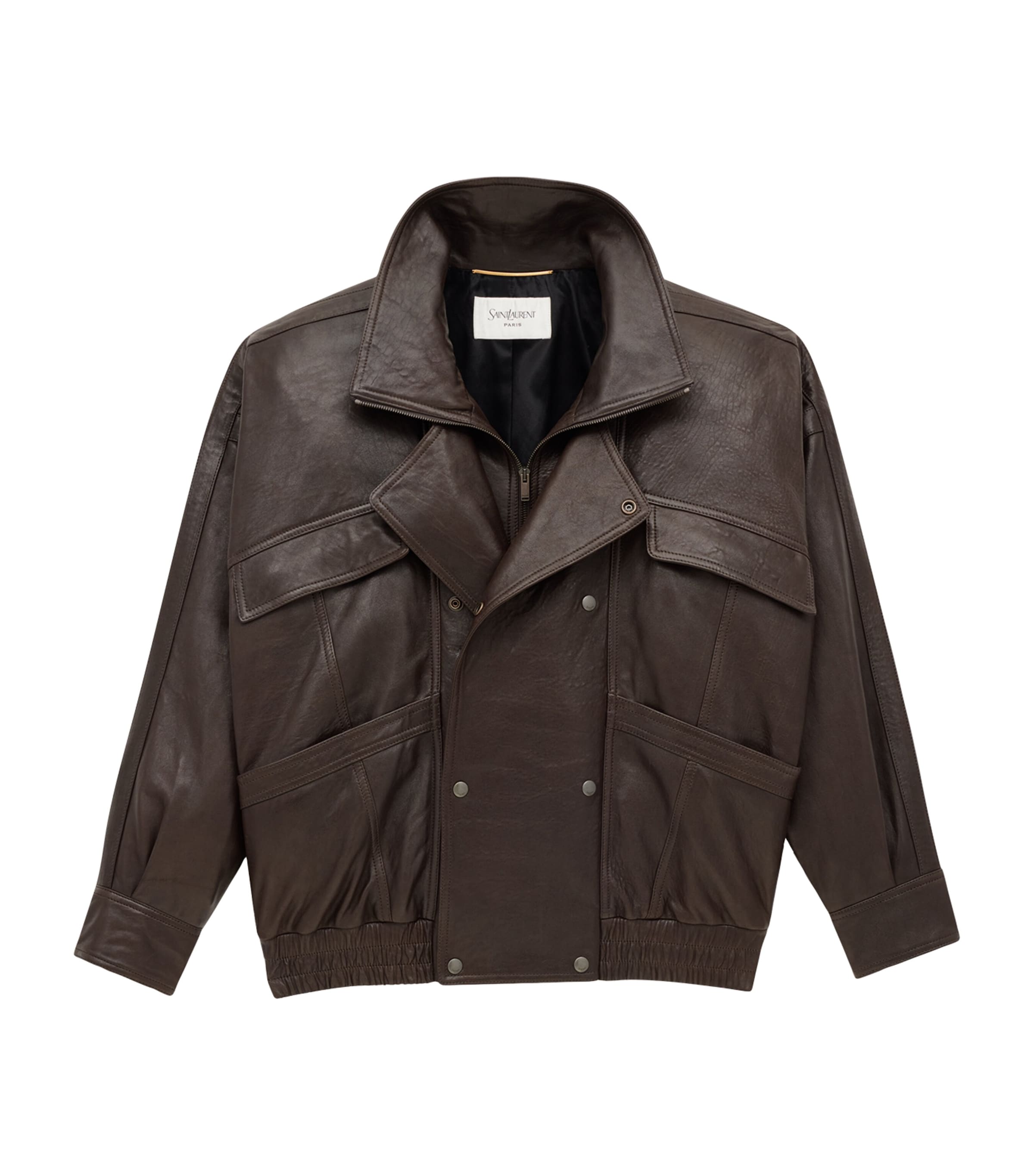 Saint Laurent Bomber Jacket In Bubbled Lambskin In Brown