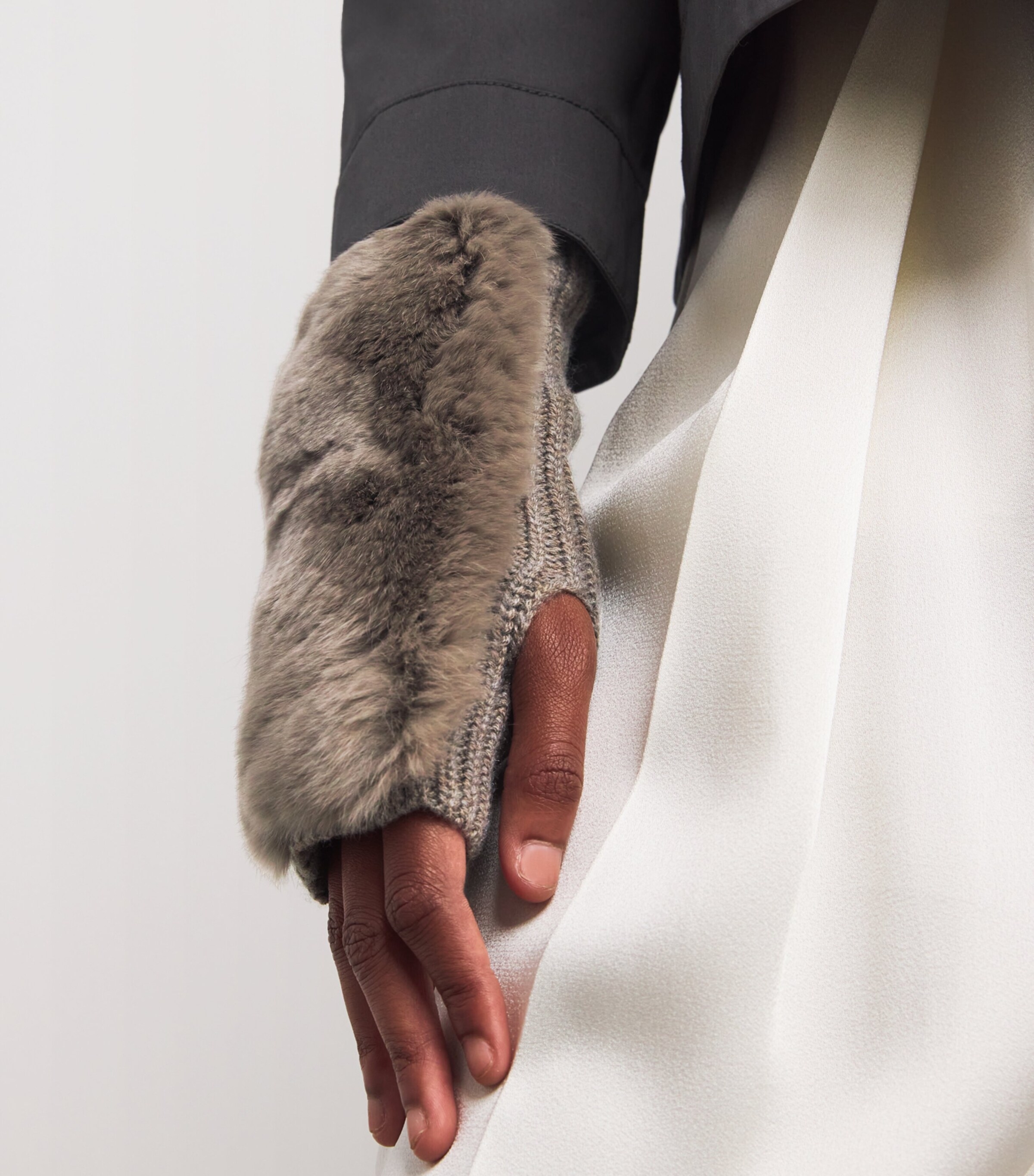 Yves Salomon Blue Rex Rabbit Mittens | Harrods AU