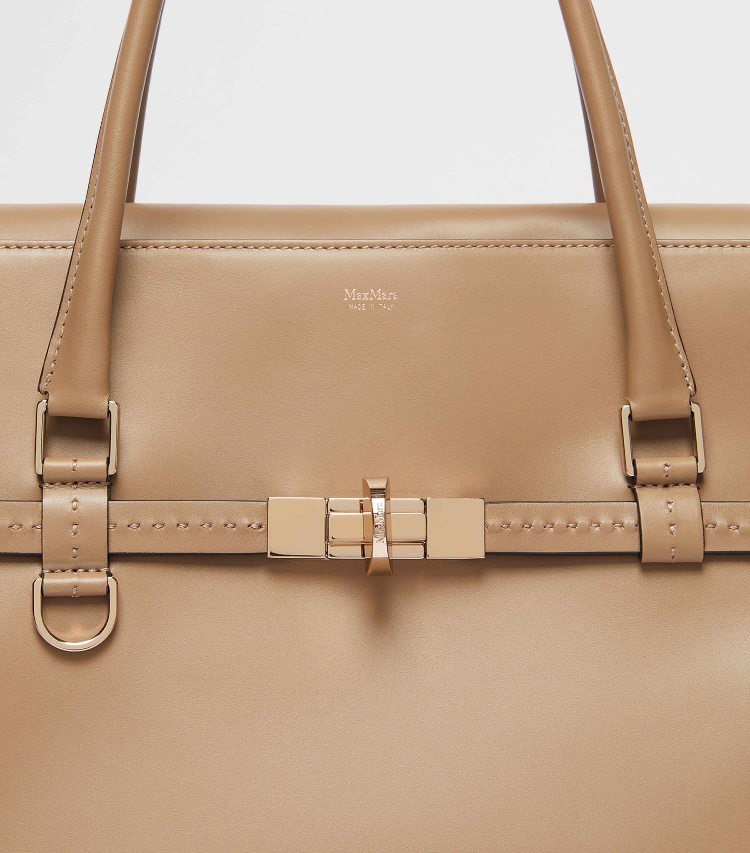 Medium Leather Margaux Top-Handle Bag MUD Image 7
