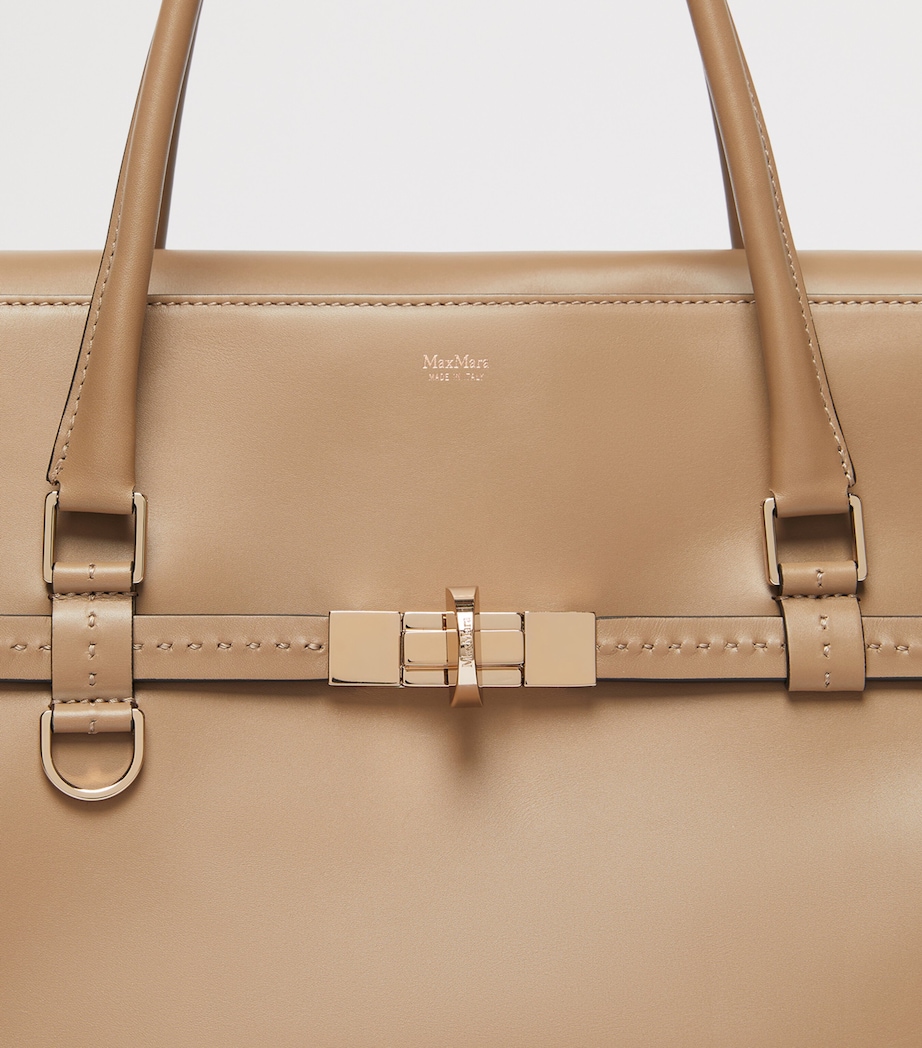 Medium Leather Margaux Top-Handle Bag MUD Image 7